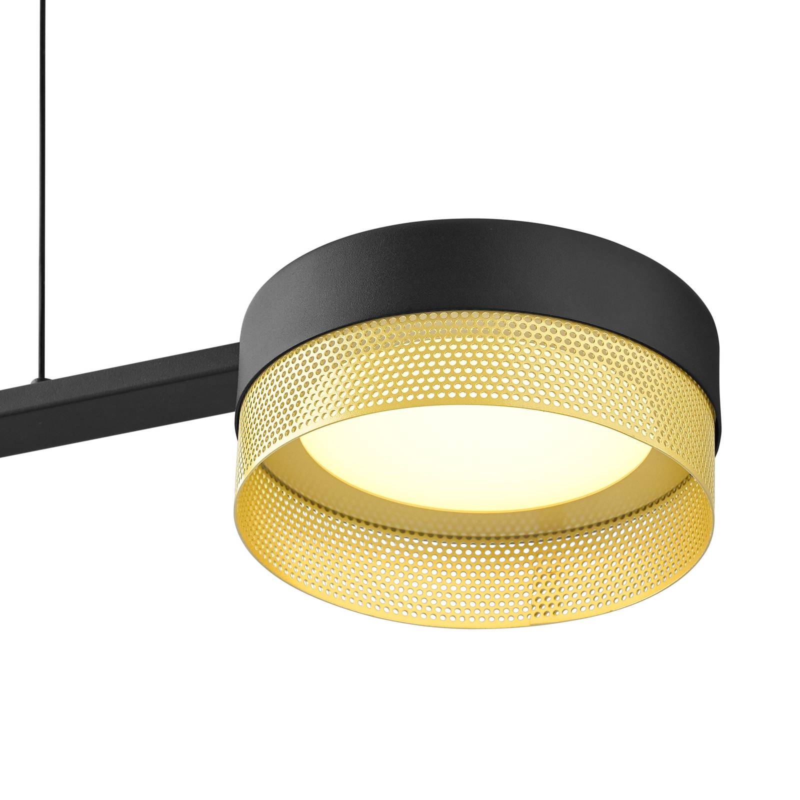 LED-Hängeleuchte Mesh 3fl. Dimmer, schwarz/gold günstig online kaufen