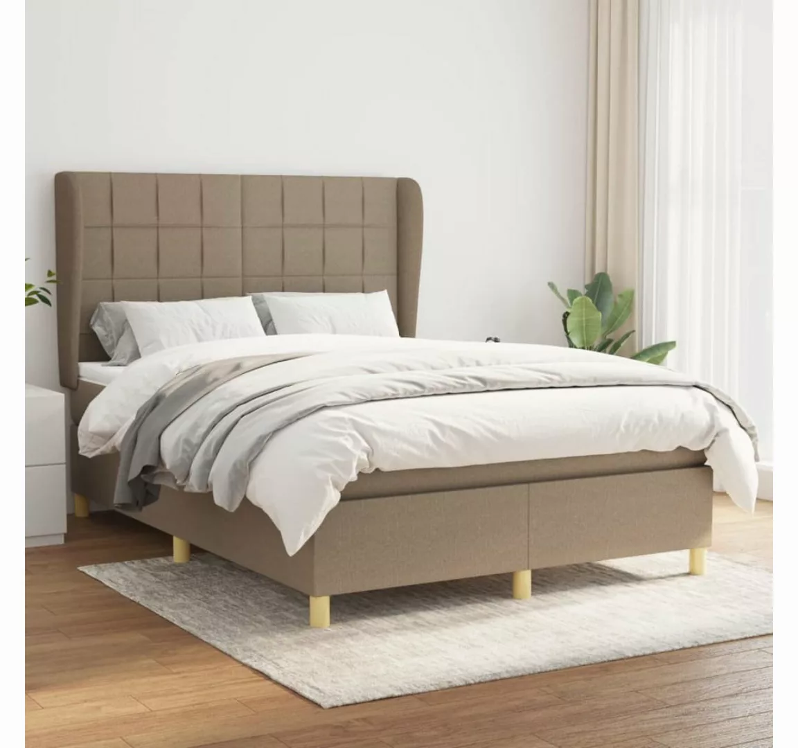 vidaXL Boxspringbett Boxspringbett mit Matratze Creme 140x200 cm Stoff Bett günstig online kaufen