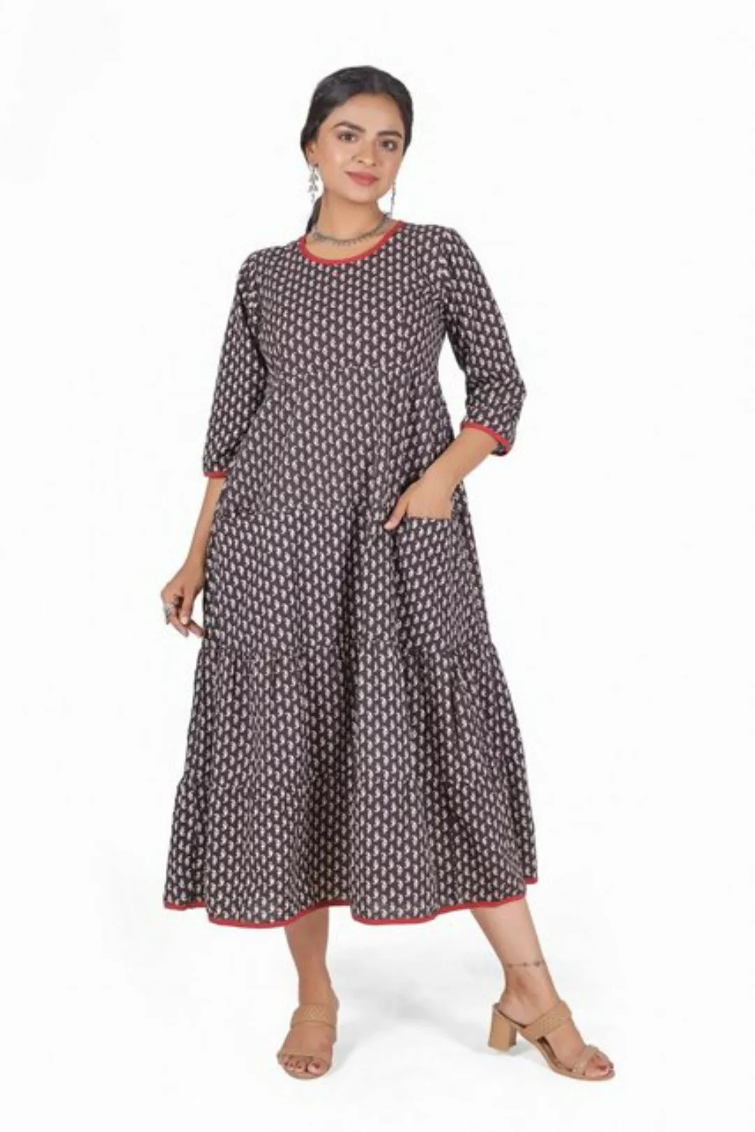 Guru-Shop Midikleid Boho Sommerkleid, bedrucktes wadenlanges Kleid.. altern günstig online kaufen