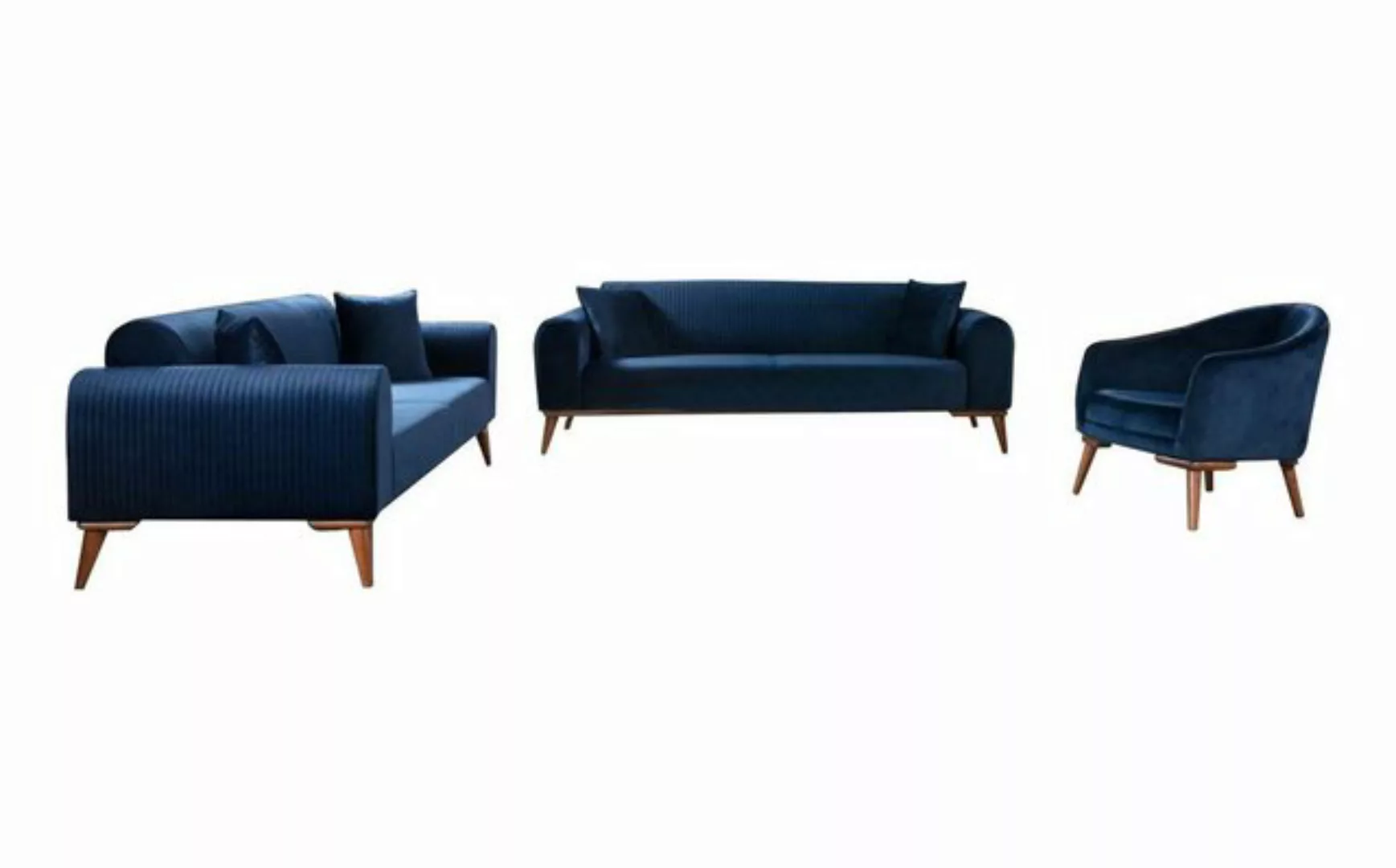 Xlmoebel Sofa Sitzgruppe Sofa Gruppe Sofas 3+3+1 Sitzmöbel königsblau, 3 Te günstig online kaufen