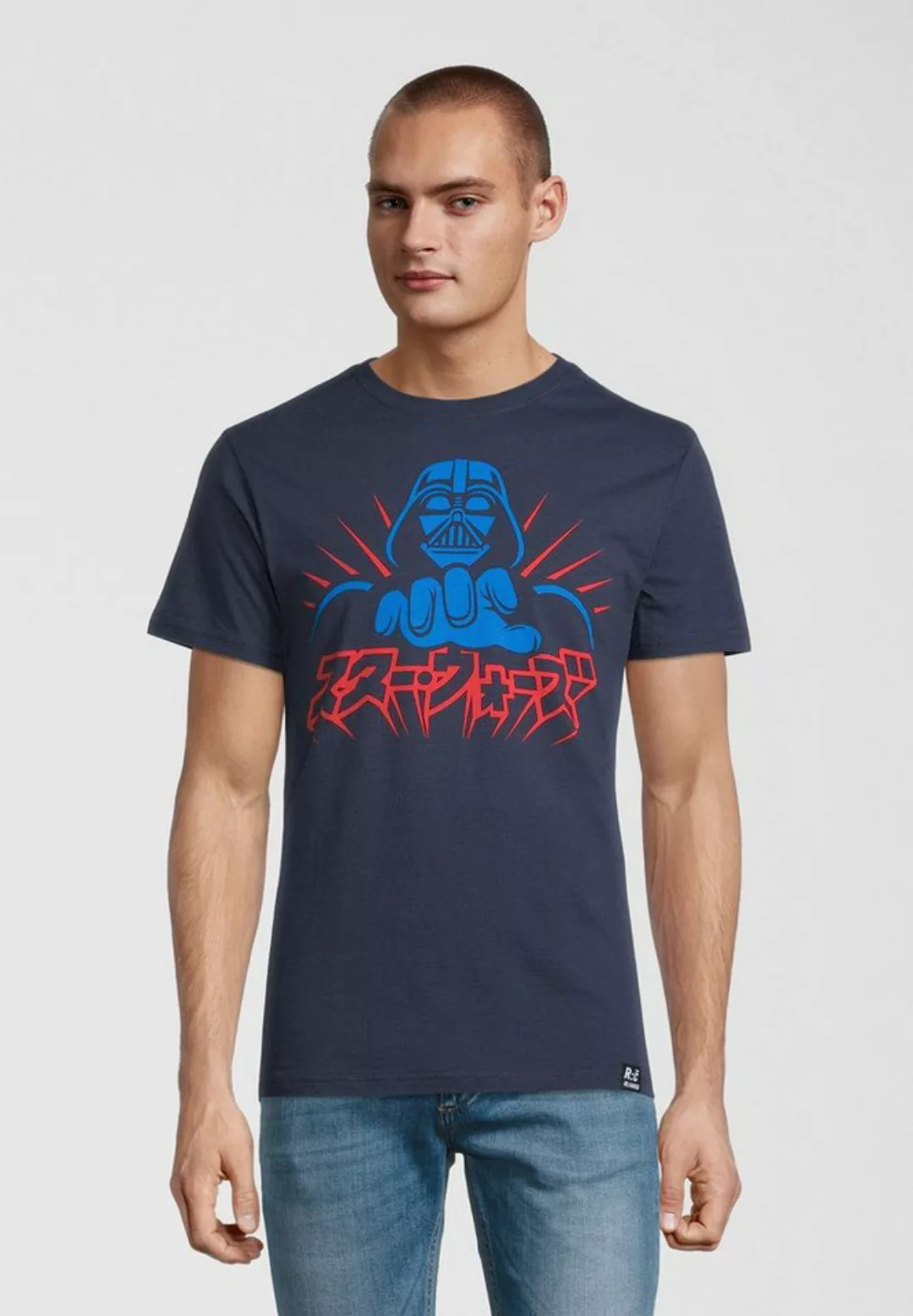 Recovered T-Shirt Star Wars Vader Japanese Navy GOTS zertifizierte Bio-Baum günstig online kaufen