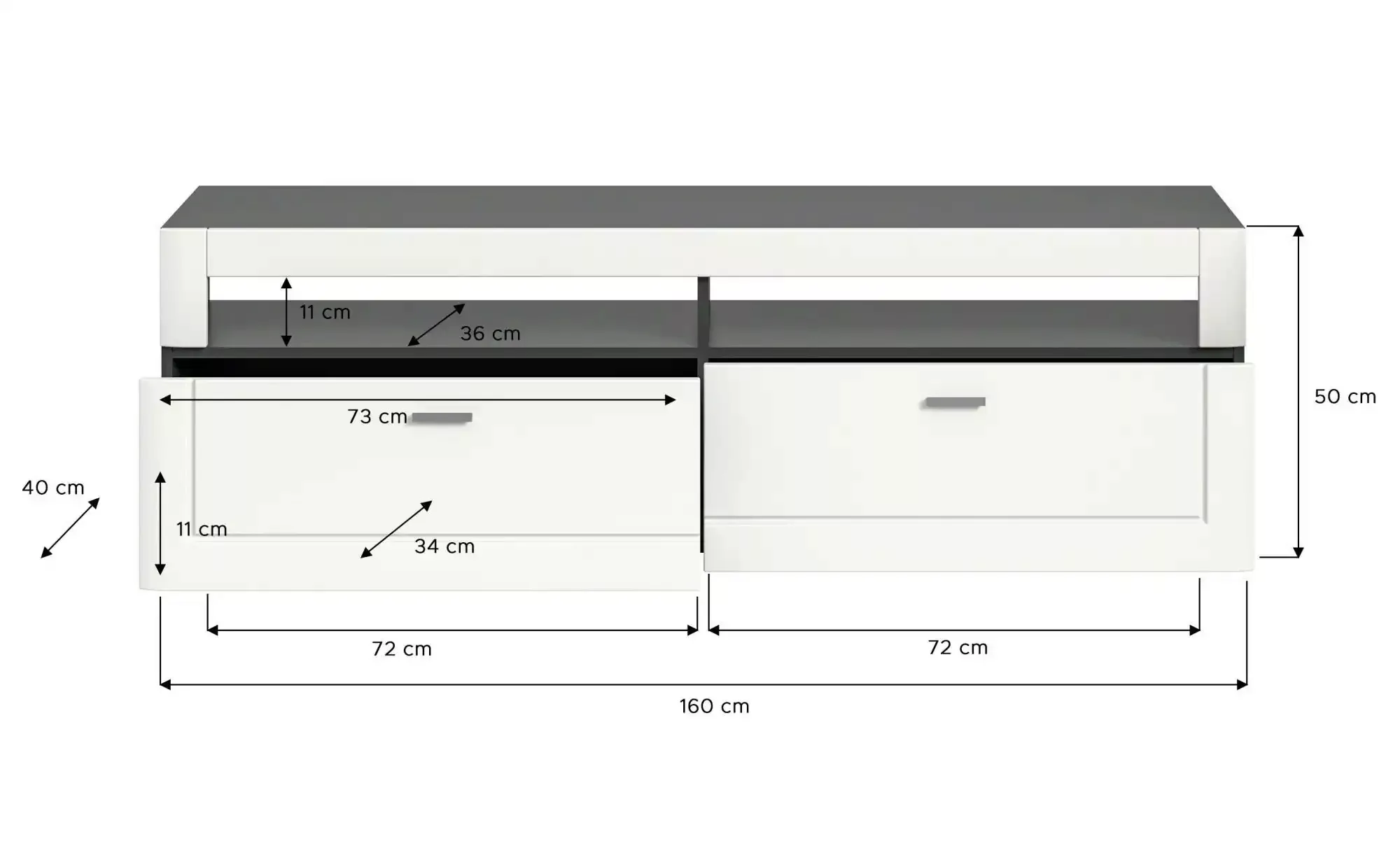 TV Lowboard ¦ weiß ¦ Maße (cm): B: 160 H: 50 TV- & Media Möbel > TV-Möbel - günstig online kaufen