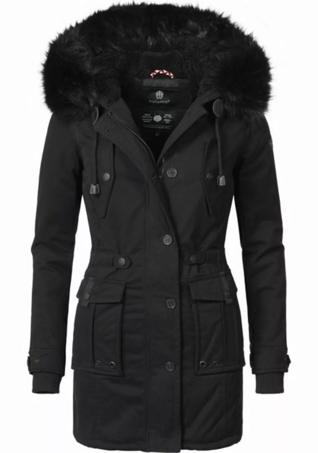 Navahoo Wintermantel Luluna edler Baumwoll Parka mit Fellimitat günstig online kaufen