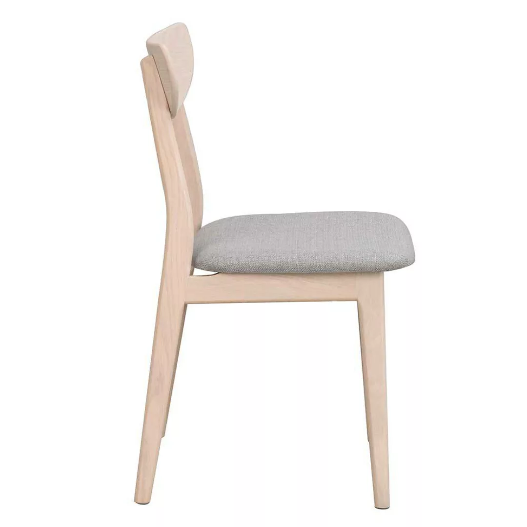 Skandi Stühle in Hellgrau Stoff Holz White Wash (2er Set) günstig online kaufen