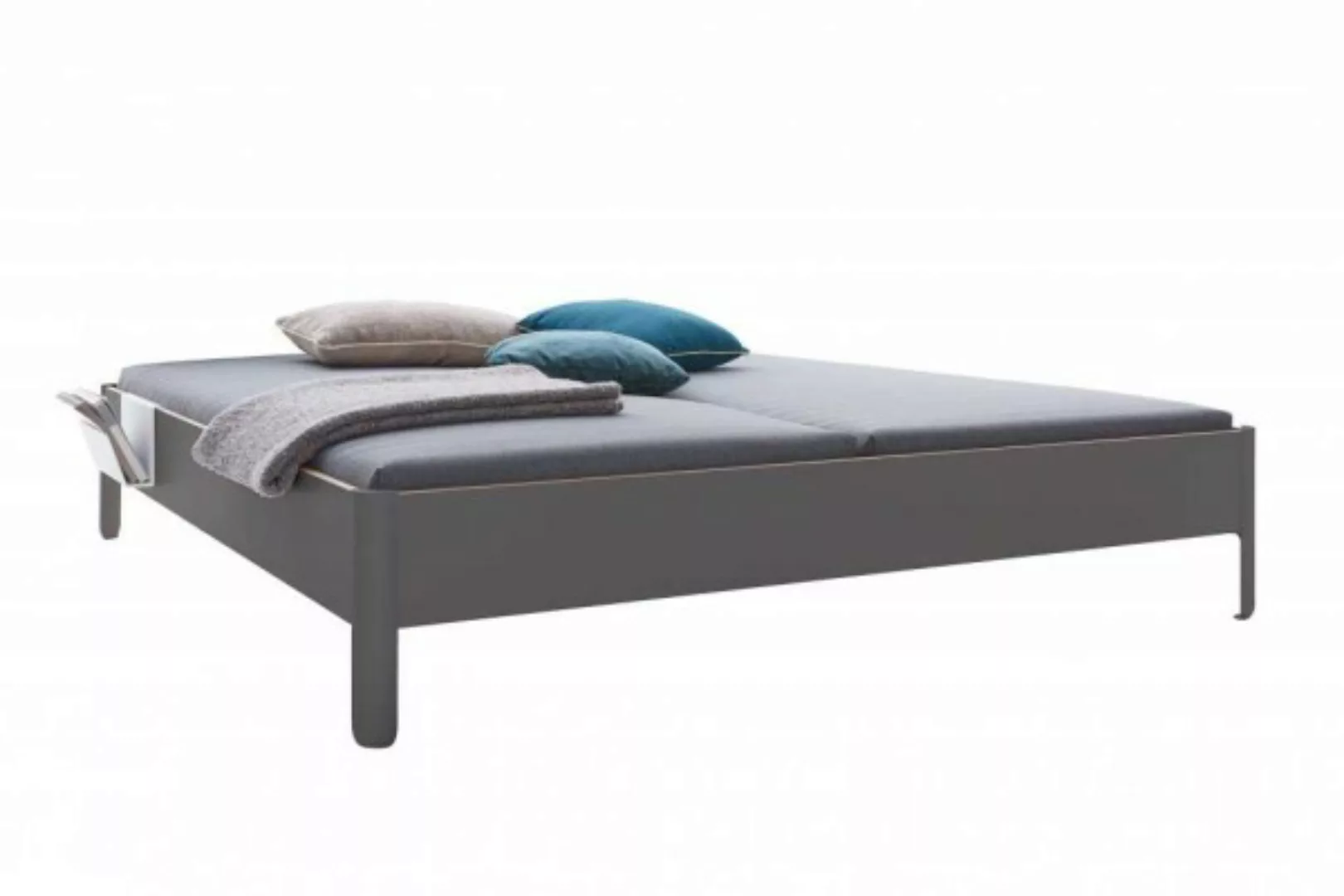 NAIT Doppelbett 140 x 210cm Anthrazit ohne Kopfteil günstig online kaufen