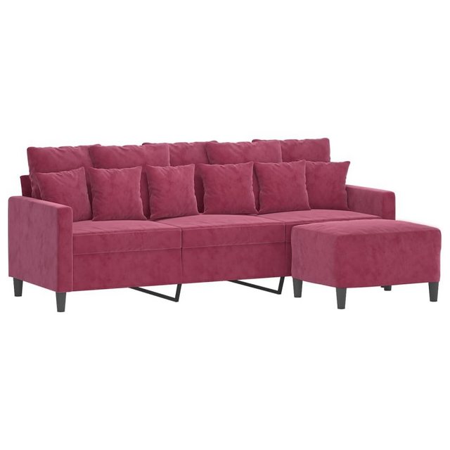 vidaXL Sofa 3-Sitzer-Sofa mit Hocker Weinrot 180 cm Samt günstig online kaufen