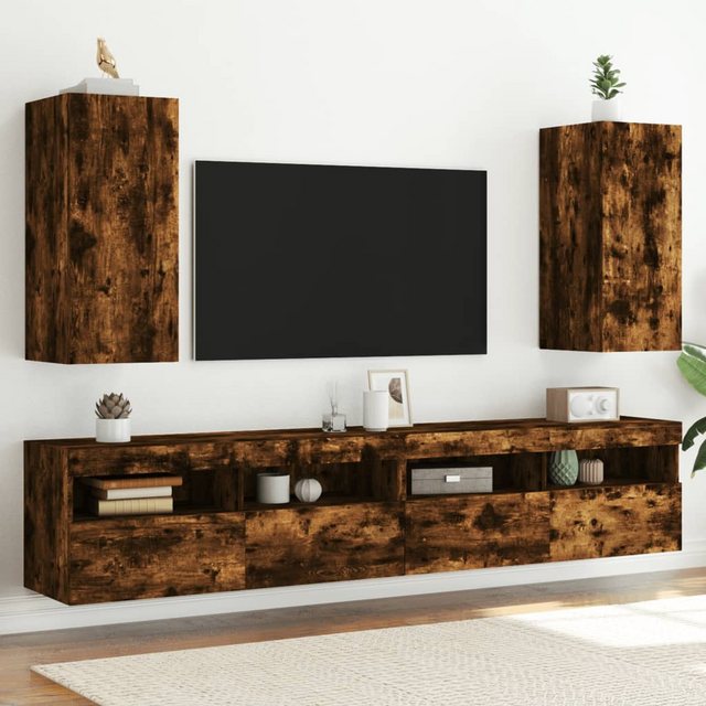 vidaXL TV-Schrank TV-Wandschränke mit LED-Leuchten 2 Stk Sonoma-Eiche günstig online kaufen