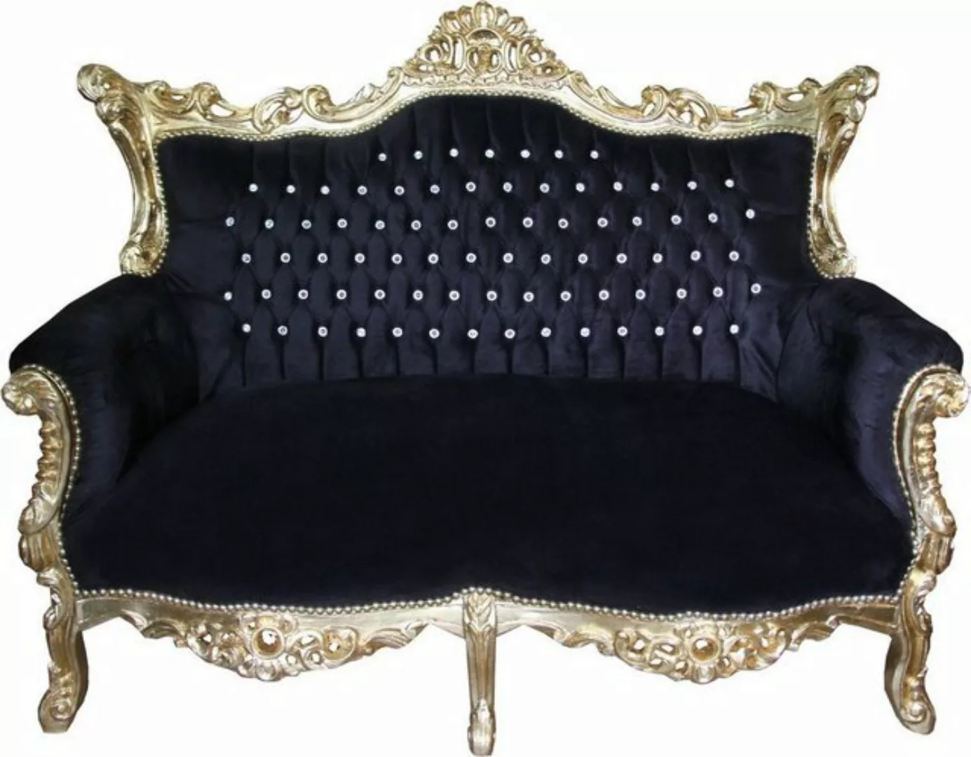 Casa Padrino 2-Sitzer Barock 2-er Sofa Master Schwarz / Gold mit großen Bli günstig online kaufen
