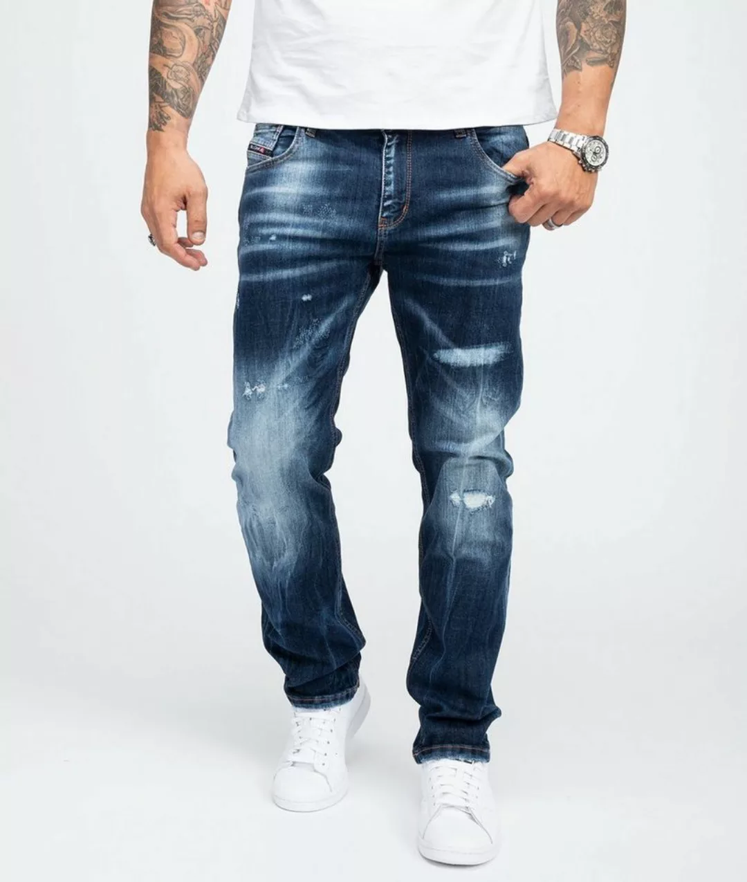 Rock Creek Regular-fit-Jeans Herren Jeans Stonewashed Dunkelblau RC-3104 günstig online kaufen