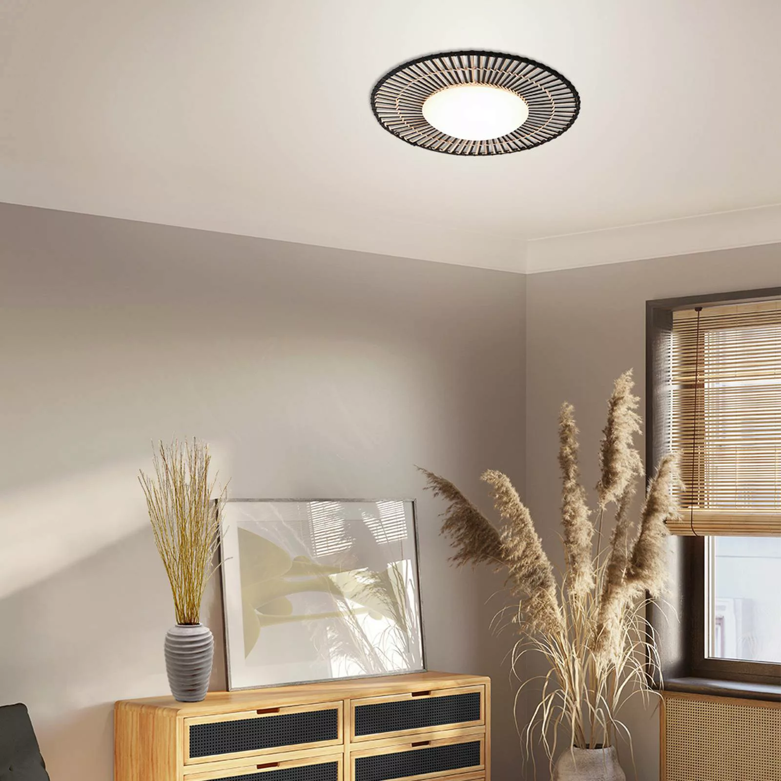 LED-Deckenleuchte Aura, Bambus günstig online kaufen