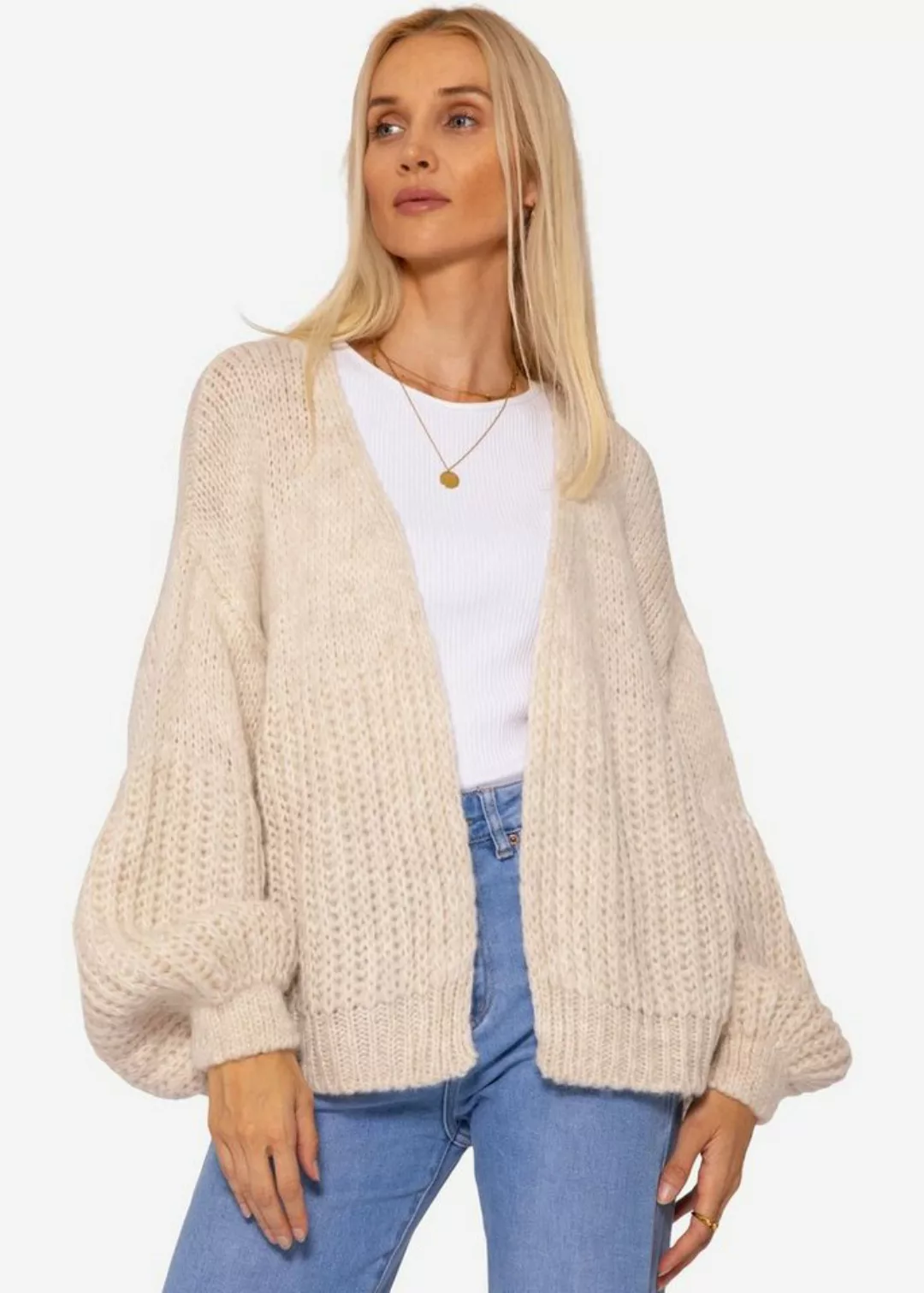 SASSYCLASSY Cardigan Oversize Strickjacke Damen aus weichem Grobstrick Läss günstig online kaufen