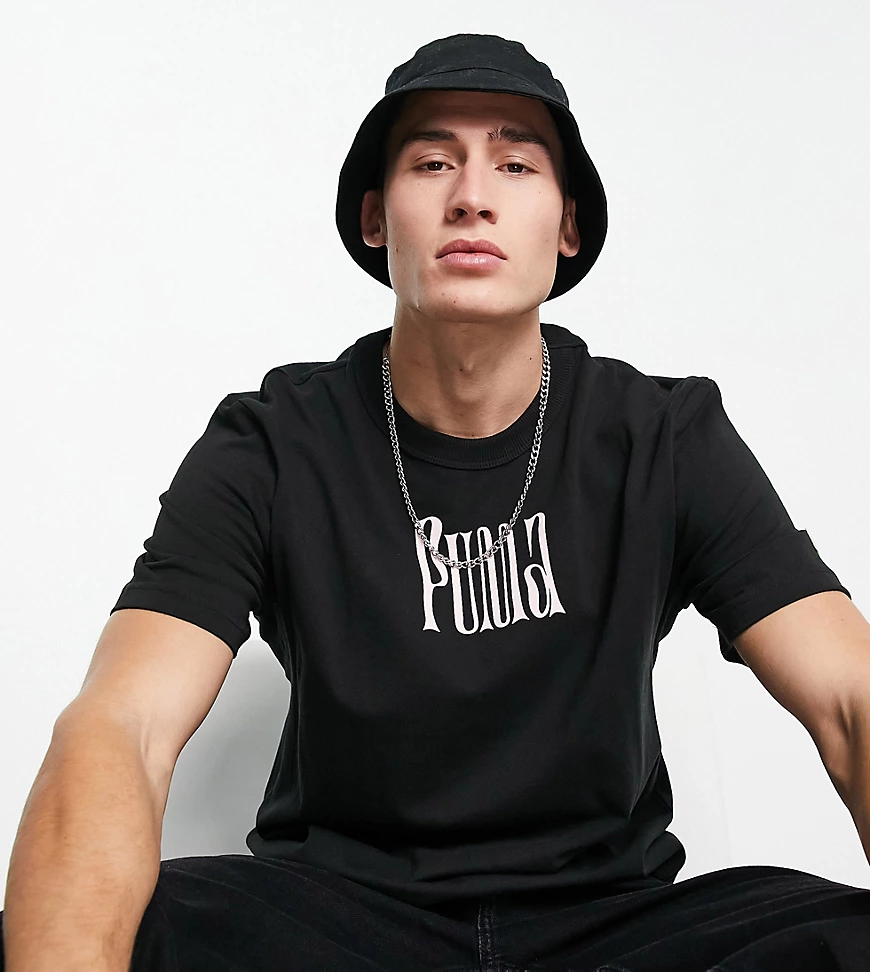 PUMA – Downtown – Oversize-T-Shirt in Schwarz und Rosa, exklusiv bei ASOS günstig online kaufen