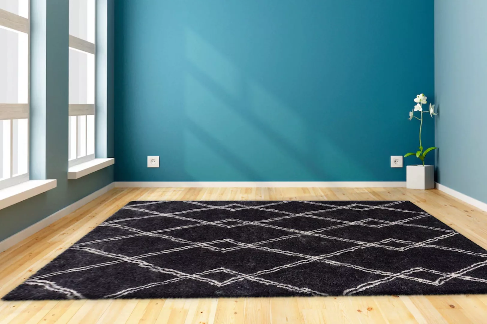 my home Hochflor-Teppich »Alva«, rechteckig, Wohnzimmer günstig online kaufen
