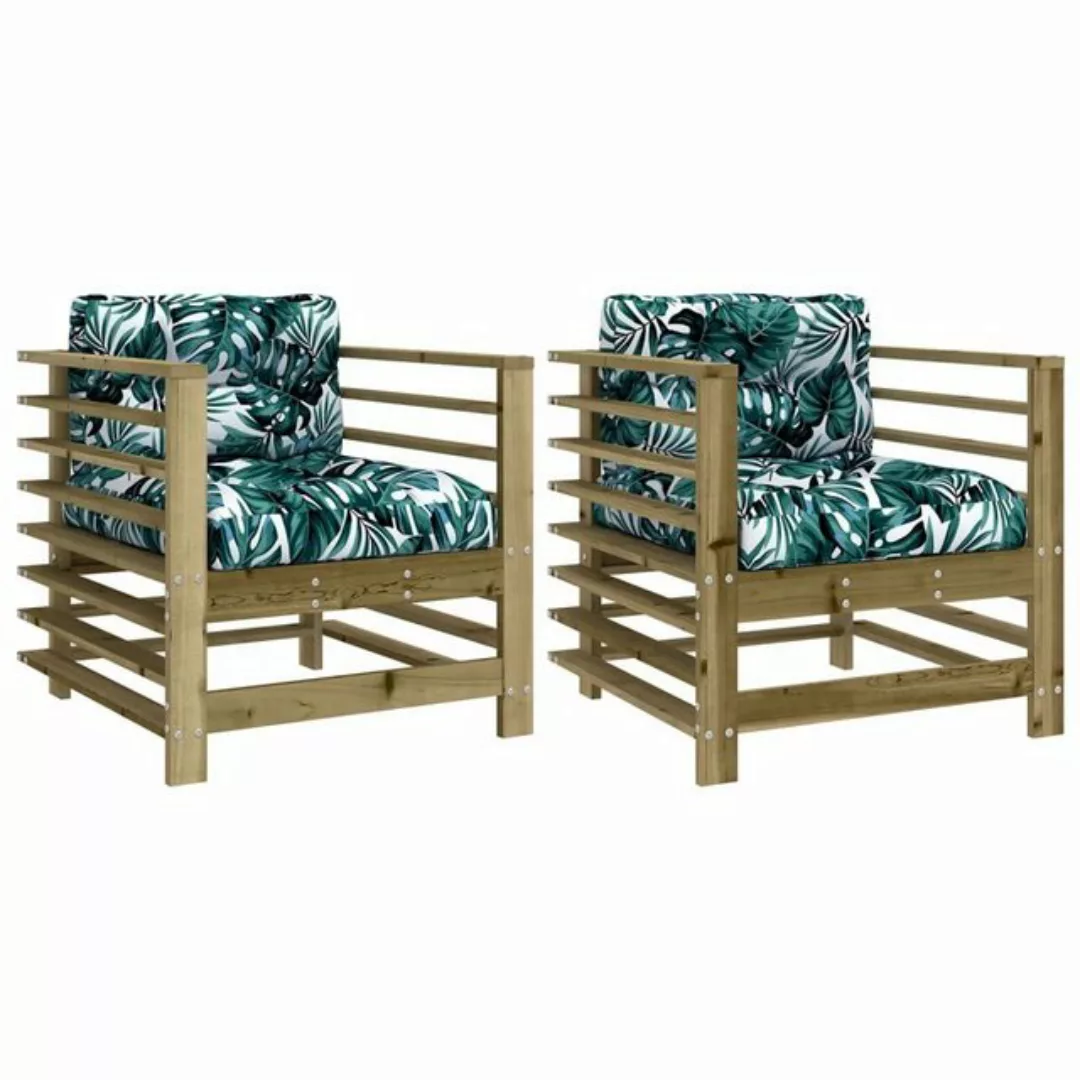 vidaXL Sofaelement Gartenstühle mit Kissen 2 Stk. Kiefernholz Imprägniert ( günstig online kaufen
