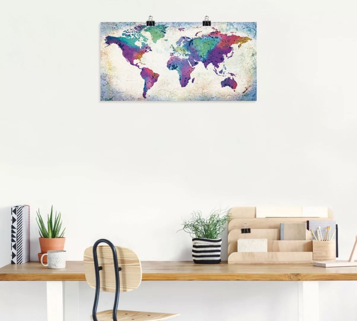 Artland Wandbild »bunte Weltkarte«, Land- & Weltkarten, (1 St.) günstig online kaufen
