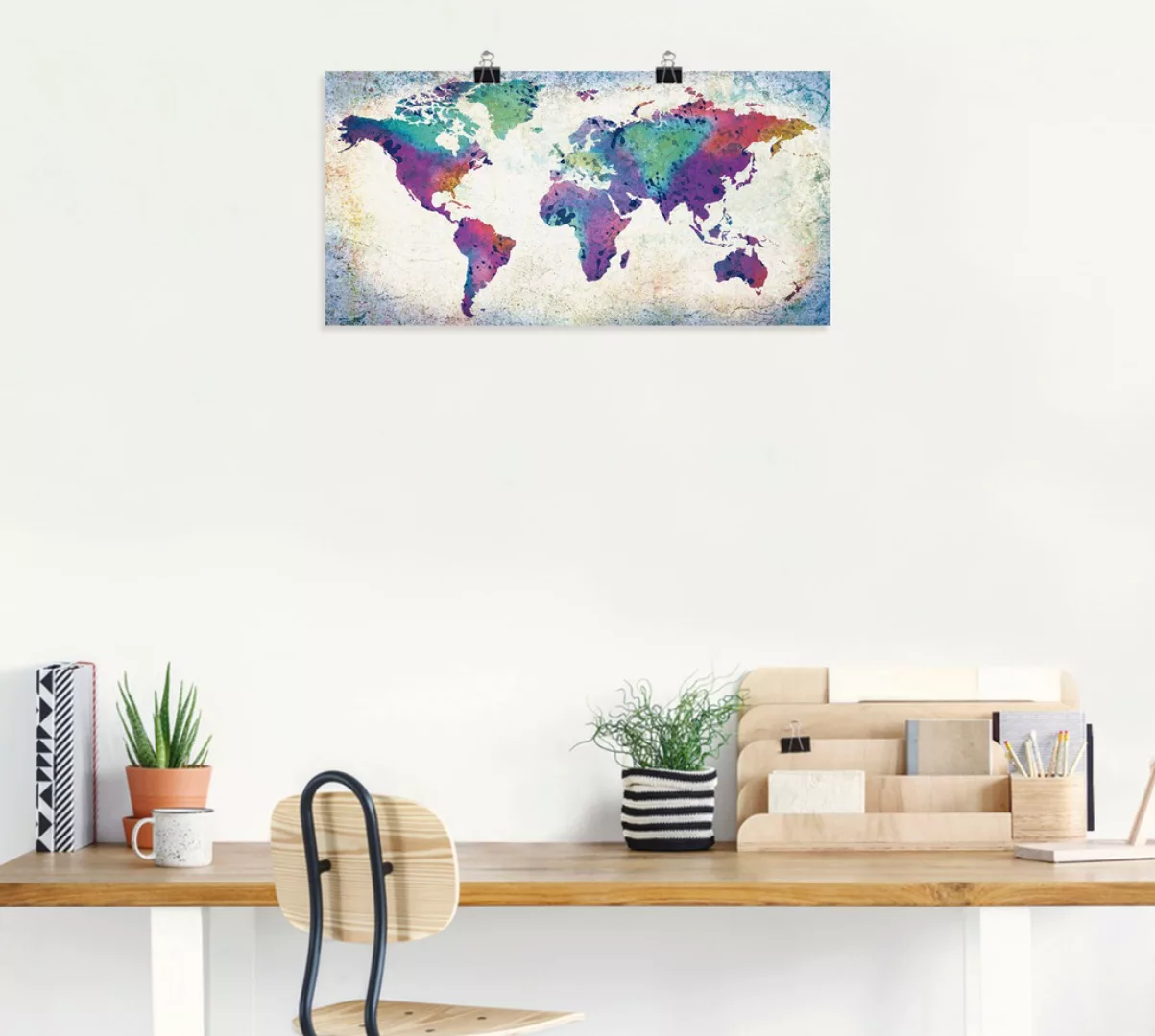 Artland Wandbild "bunte Weltkarte", Land- & Weltkarten, (1 St.), als Alubil günstig online kaufen