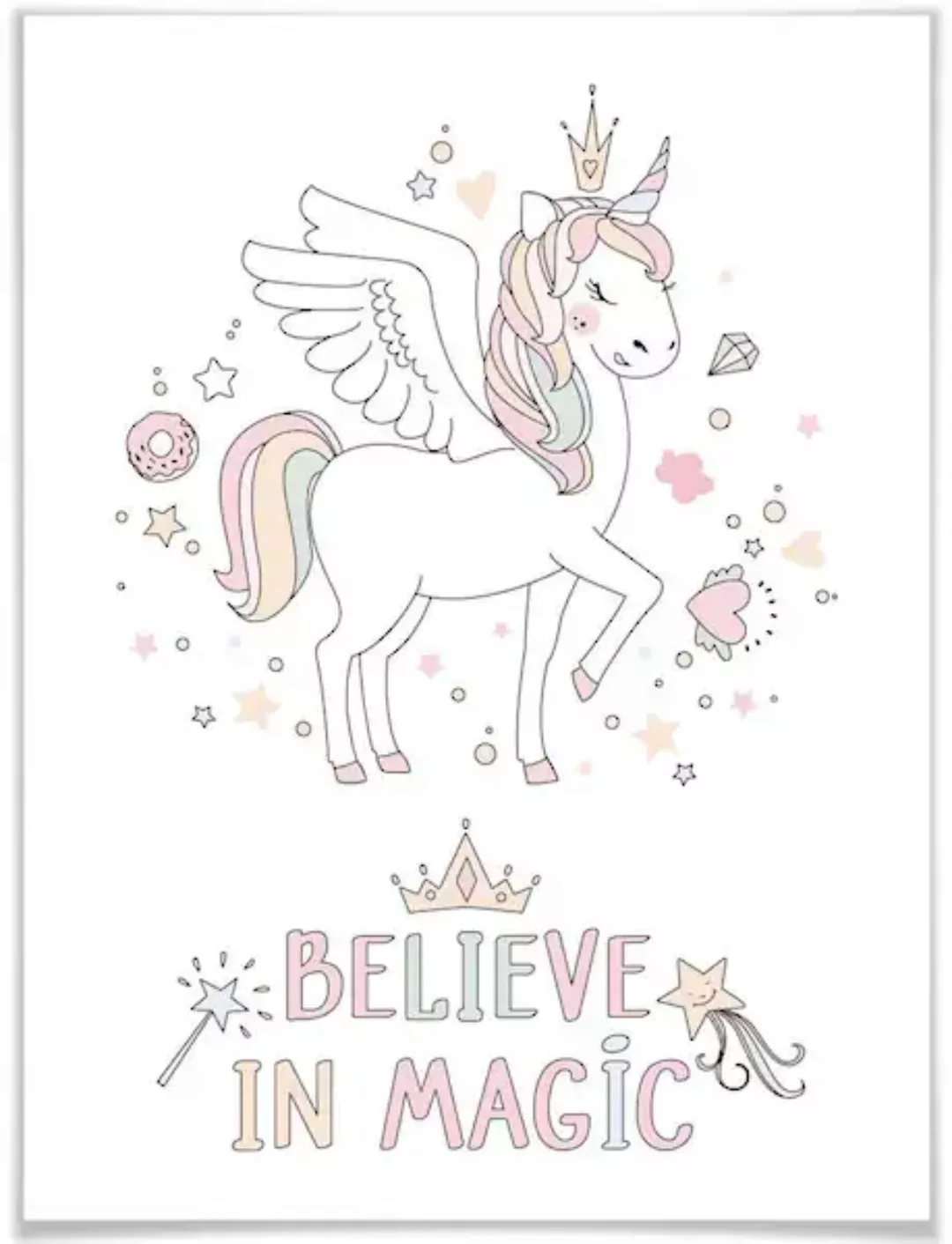 Wall-Art Poster "Kvilis Magie Einhorn Prinzessin", Kinder, (1 St.), Poster günstig online kaufen