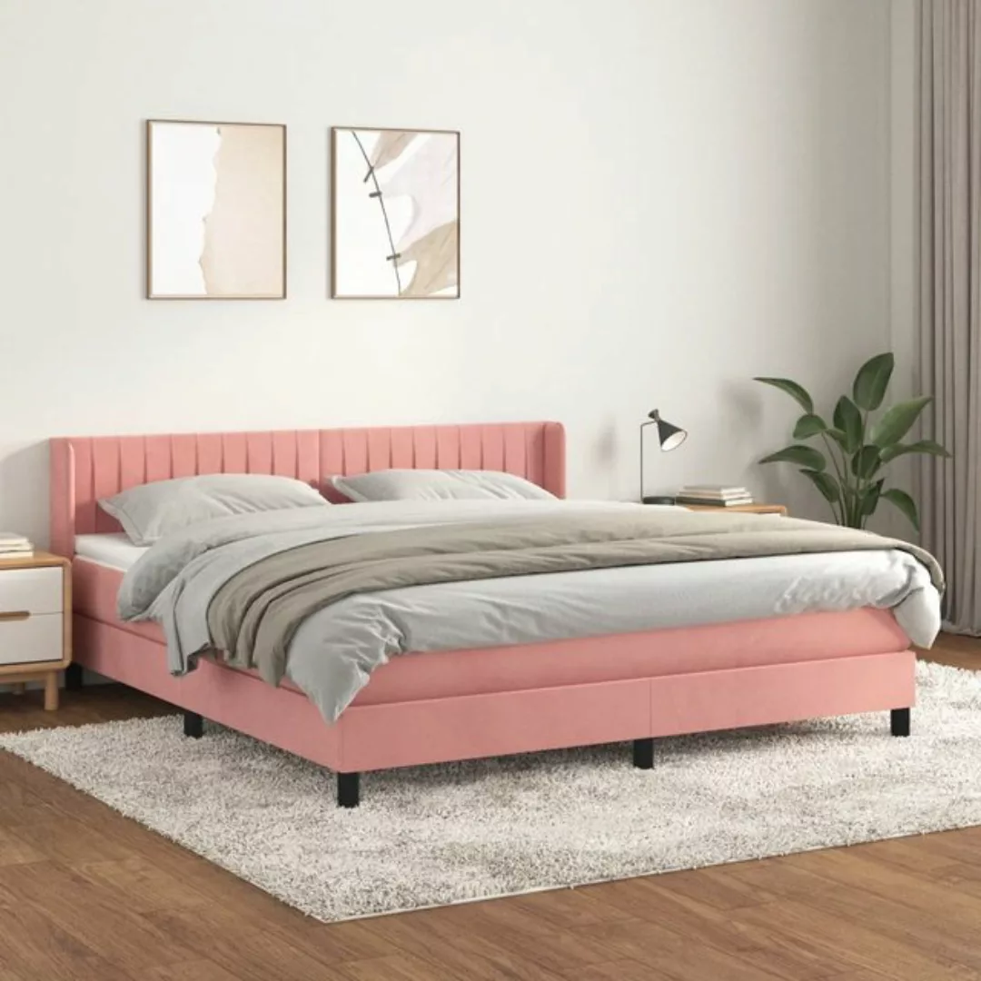 vidaXL Boxspringbett Boxspringbett mit Matratze Rosa 180x200 cm Samt Bett B günstig online kaufen