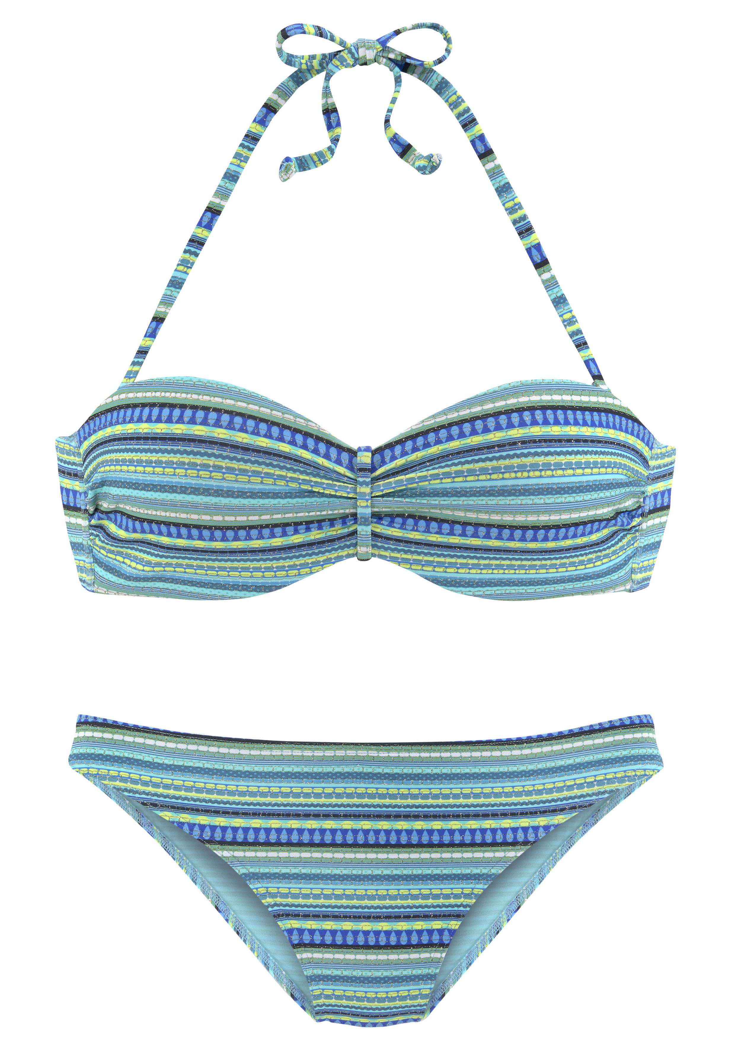 LASCANA Bügel-Bandeau-Bikini, mit glitzernden Streifen günstig online kaufen