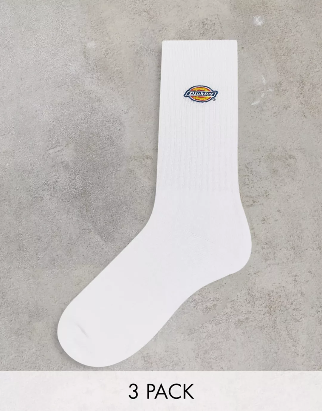 Dickies – Valley Grove – 3er-Pack Socken mit Stickerei in Weiß günstig online kaufen