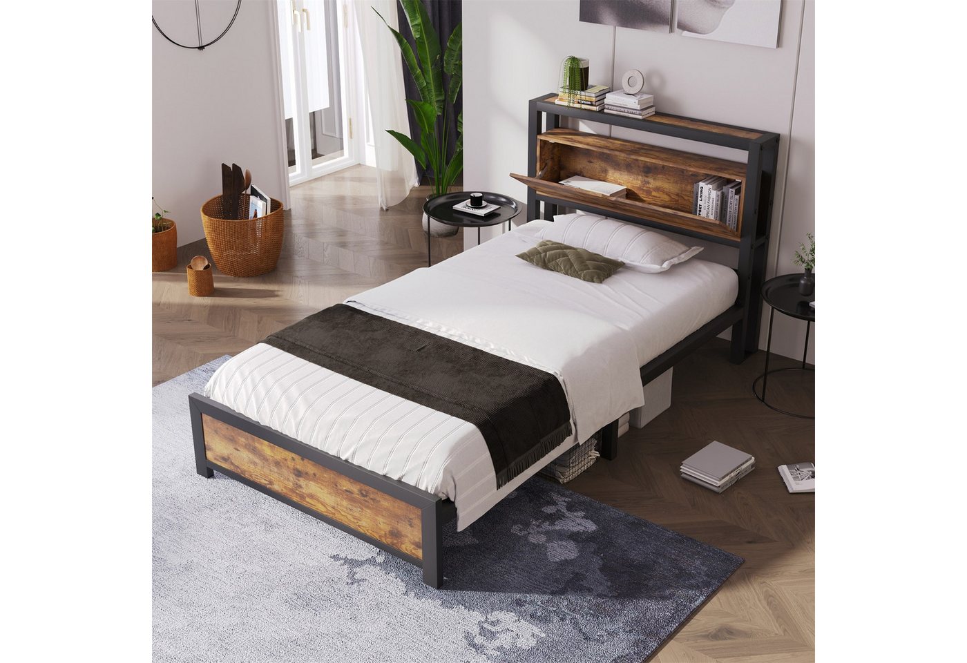 Rutaqian Jugendbett Metallbett Jugendbetten Doppelbett 90 /140 x 200 cm (mi günstig online kaufen