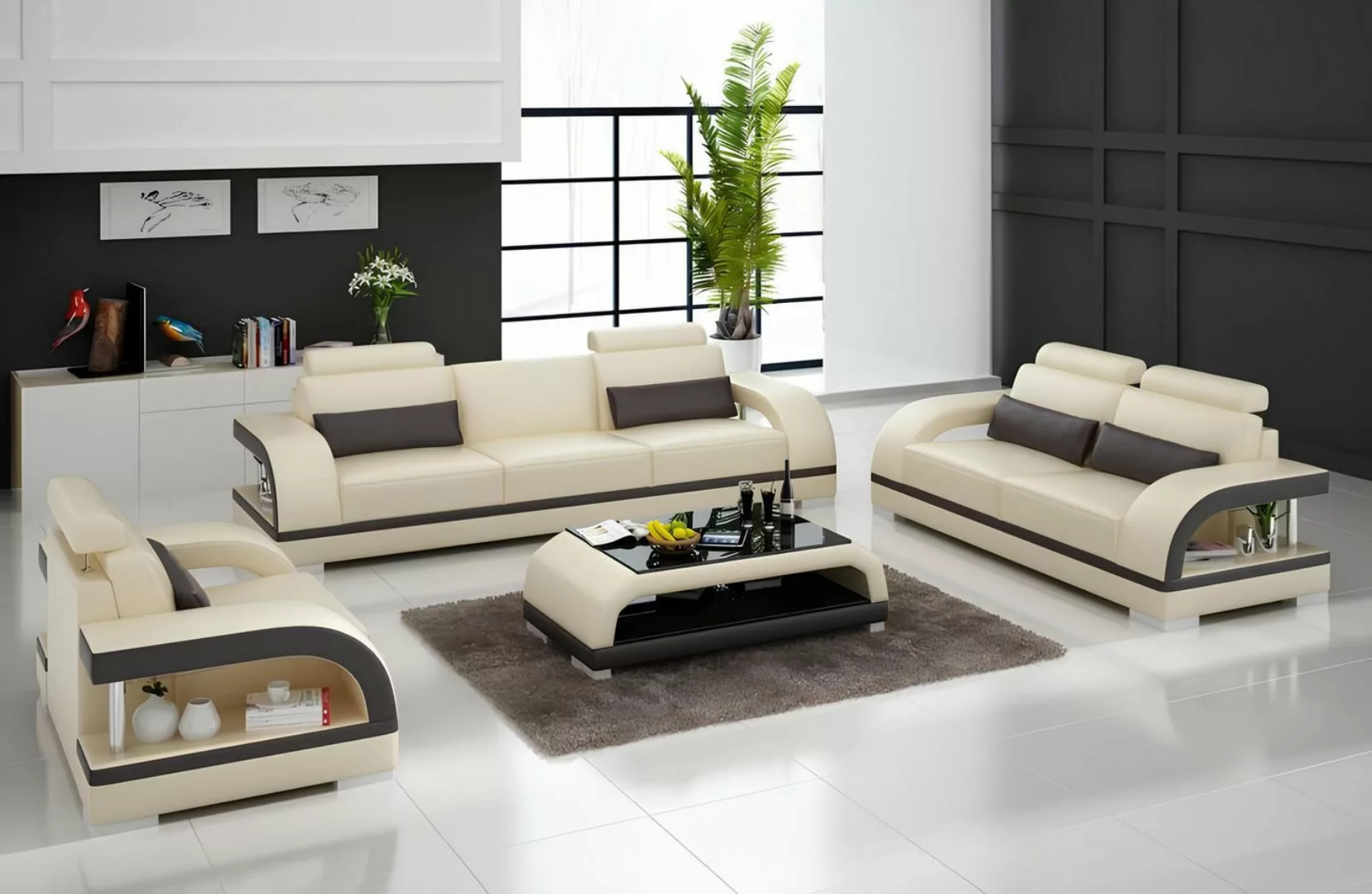 Xlmoebel Sofa Ledersofa-Set mit USB-Anschluss von Designer, bestehend aus e günstig online kaufen