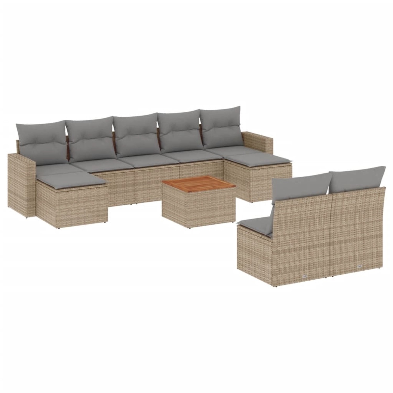 vidaXL 10-Tlg Garten-Sofagarnitur mit Kissen Beige Poly Rattan 3256654 günstig online kaufen