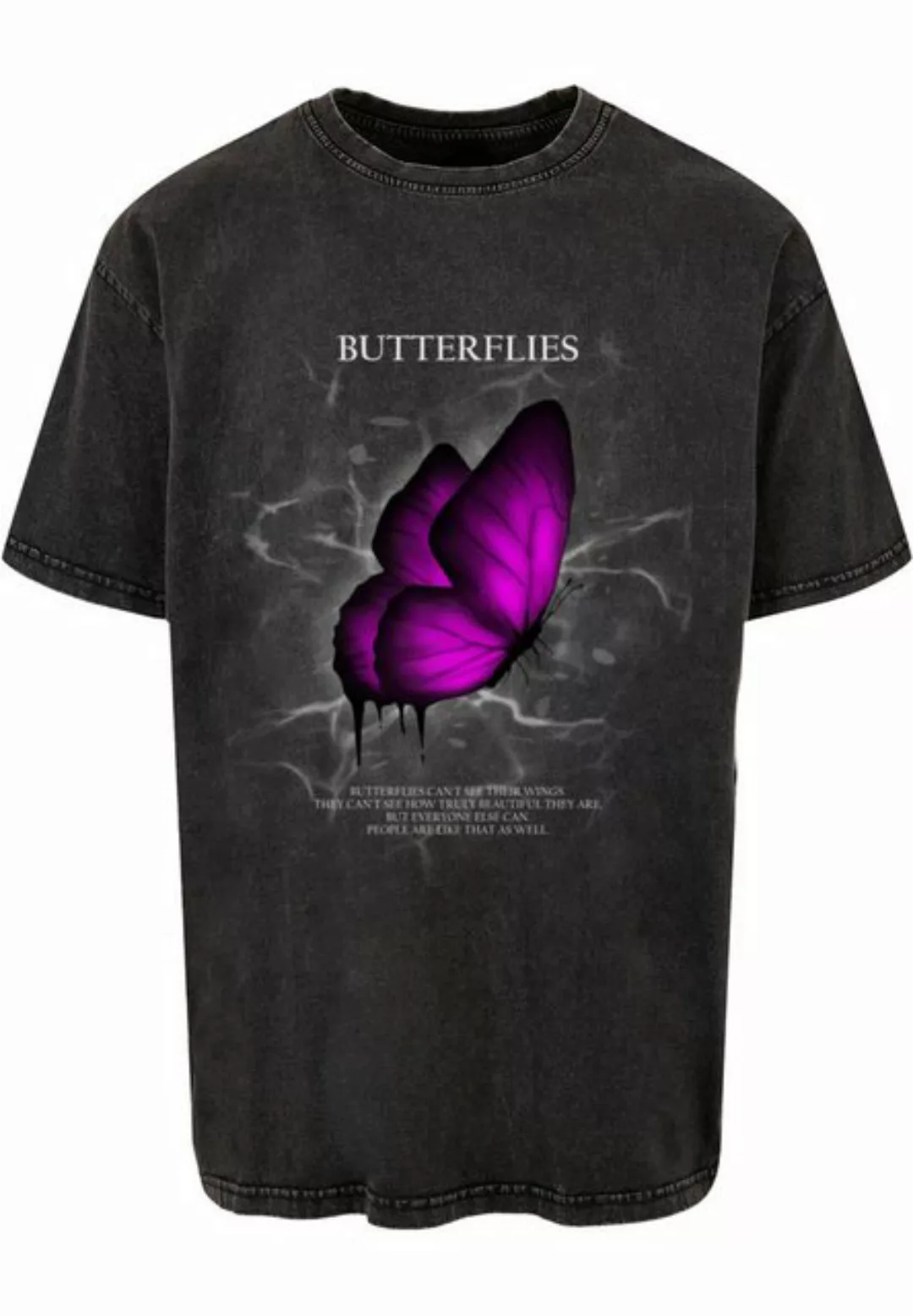 Merchcode T-Shirt Merchcode Herren Butterflies Acid Washed Heavy Oversized günstig online kaufen