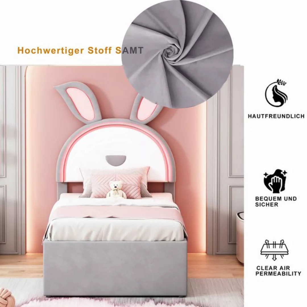 MODFU Kinderbett Gästebett Stauraumbett Polsterbett 90 x 200 cm (mit auszie günstig online kaufen