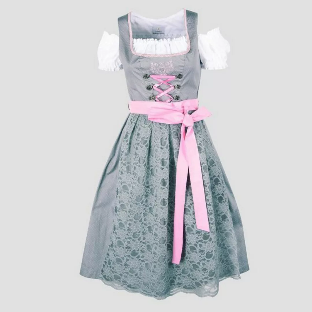 Ramona Lippert Dirndl Grazia 3-teiliges Trachtenkleid grau Spitze Rocklänge günstig online kaufen