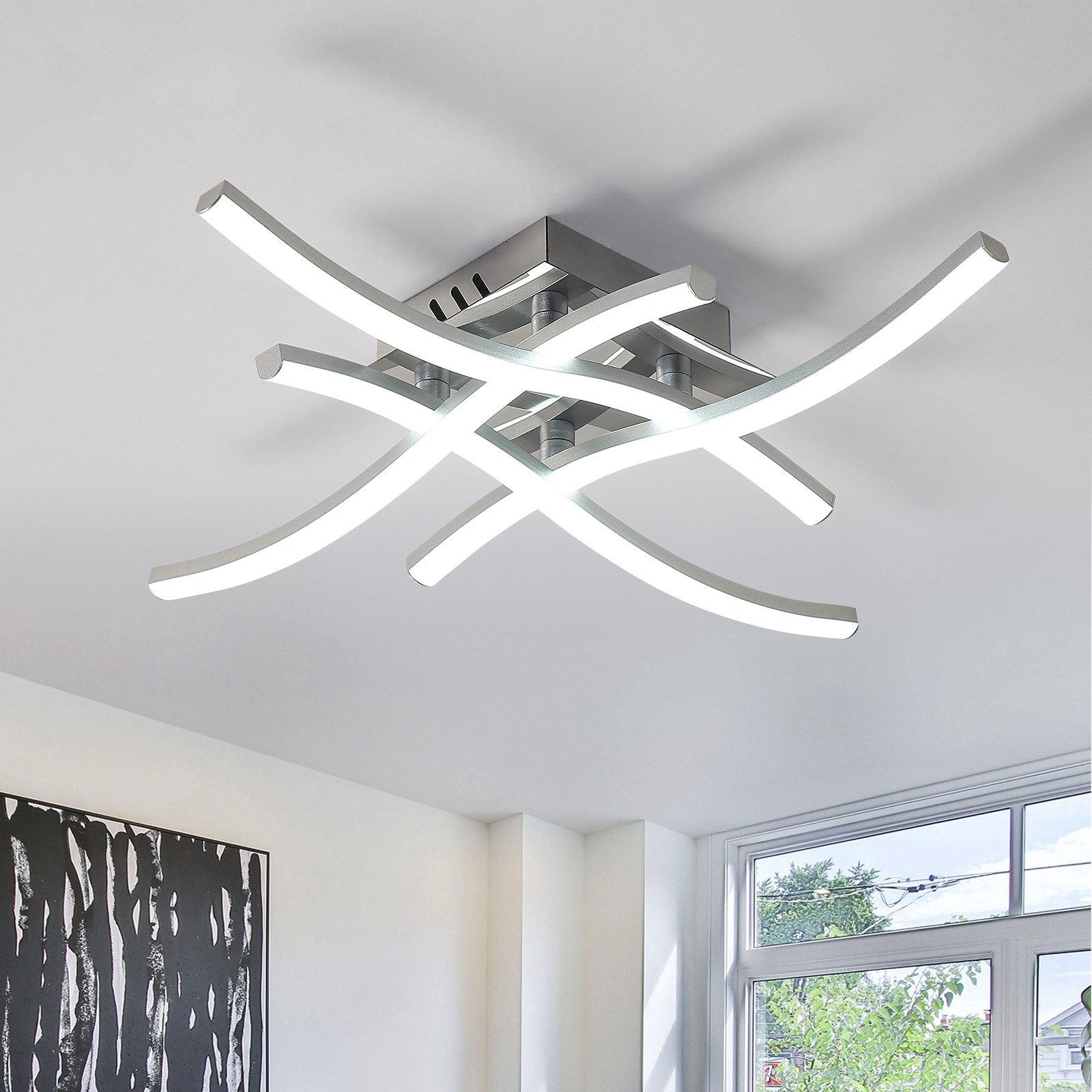 Goeco Deckenleuchte 24W silbernes LED Licht, günstig online kaufen