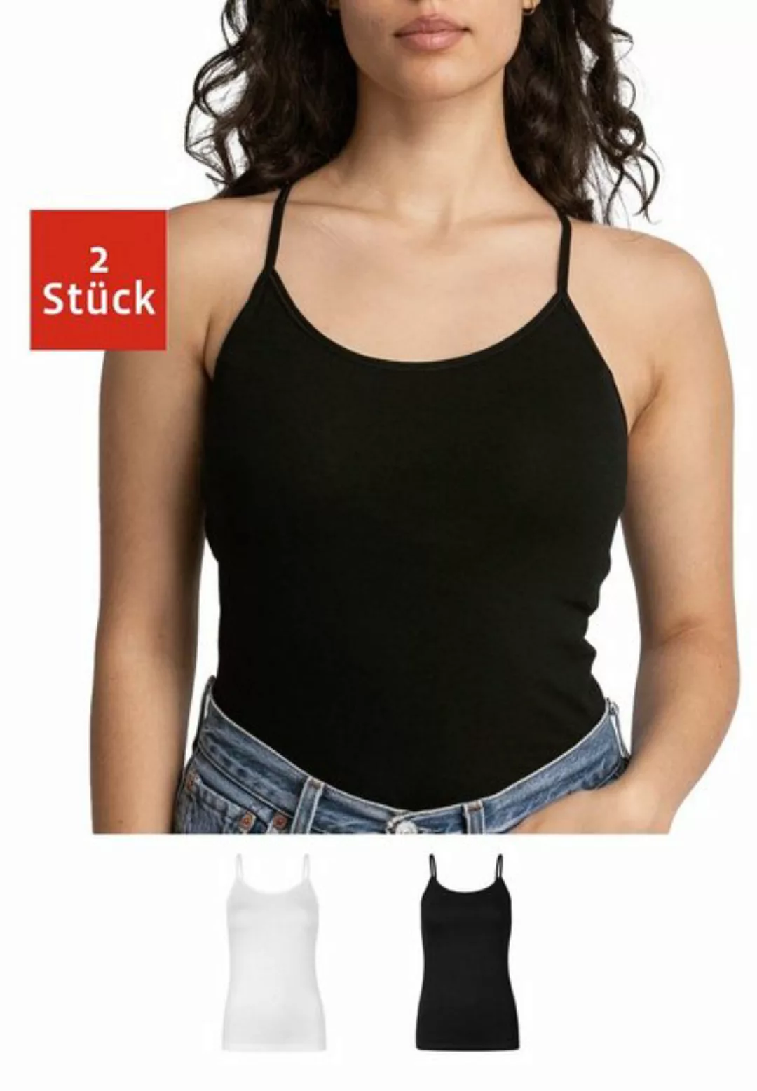 SNOCKS Tanktop Spaghetti Top Damen (2-tlg) aus Bio-Baumwolle, bequem, perfe günstig online kaufen