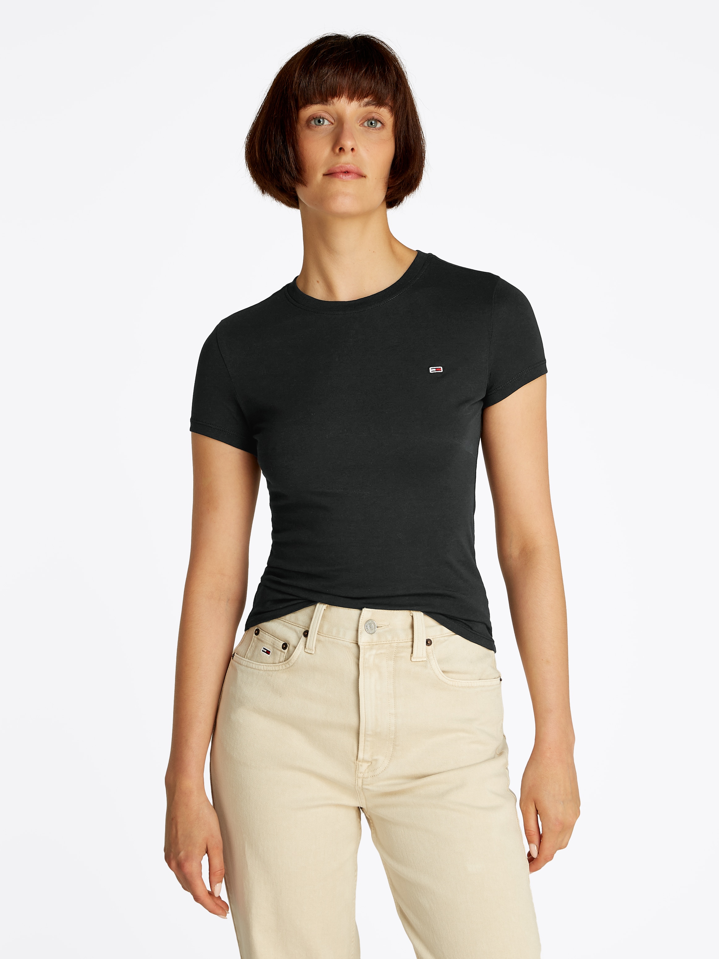 Tommy Jeans Kurzarmshirt "TJW SLIM C-NECK TEE", mit Logo-Stickerei günstig online kaufen