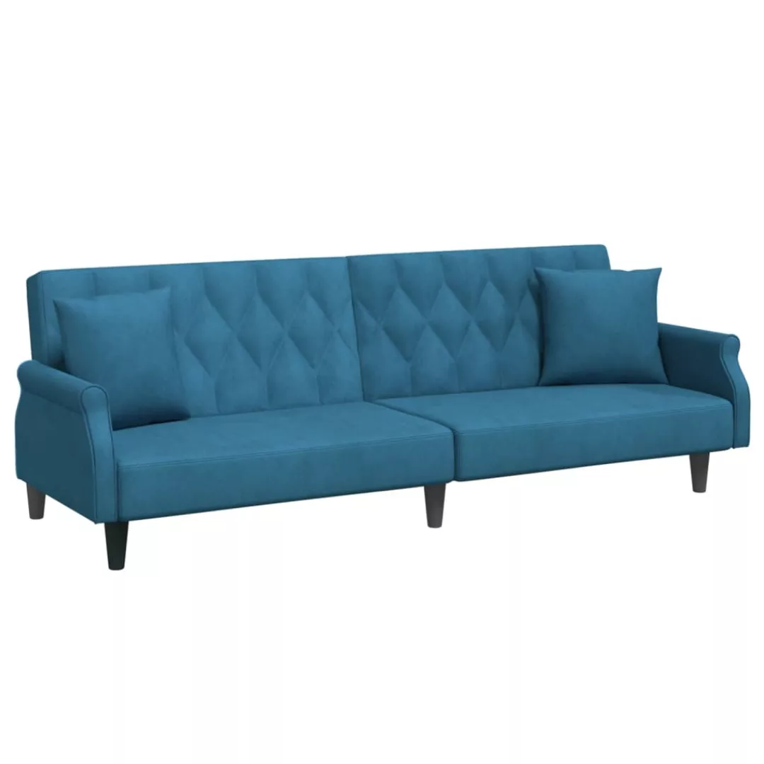 Vidaxl Schlafsofa Mit Armlehnen Blau Samt günstig online kaufen