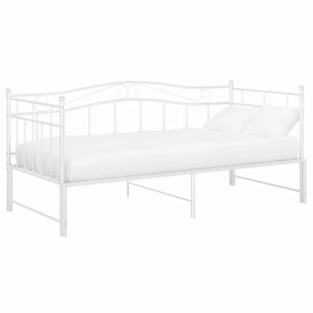 vidaXL Gästebett Ausziehsofa Bettgestell Weiß Metall 90x200 cm Einzelbett B günstig online kaufen