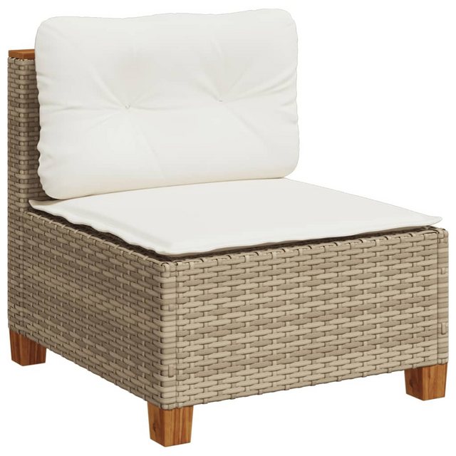 vidaXL Loungesofa Gartensofa ohne Armlehnen mit Kissen Beige Poly Rattan, 1 günstig online kaufen