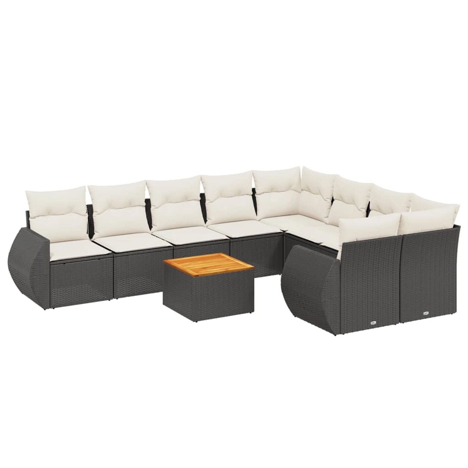 vidaXL 10-Tlg Garten-Sofagarnitur mit Kissen Schwarz Poly Rattan 3257491 günstig online kaufen
