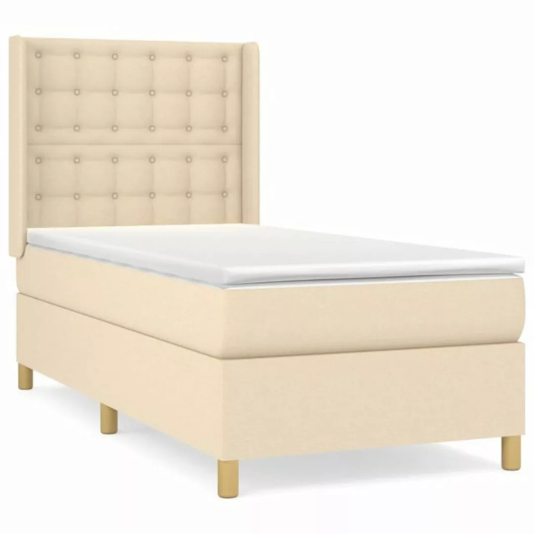 vidaXL Boxspringbett Boxspringbett mit Matratze Creme 100x200 cm Stoff Bett günstig online kaufen