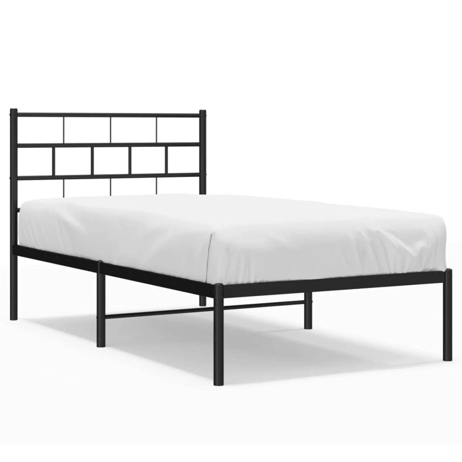 vidaXL Bettgestell, Bettrahmen mit Kopfteil Metall Schwarz 100x190 cm günstig online kaufen