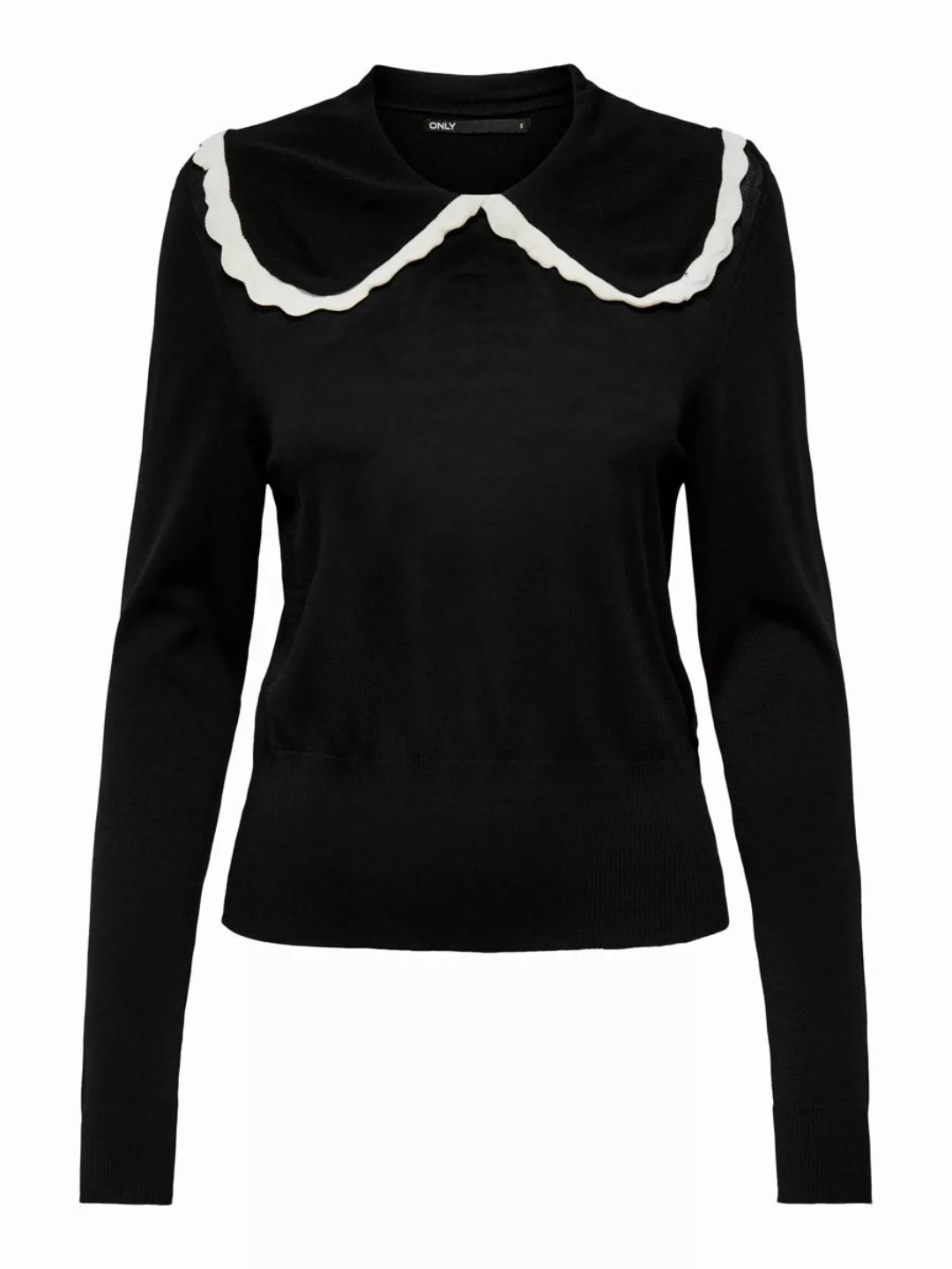 ONLY Kragendetail Strickpullover Damen Schwarz günstig online kaufen