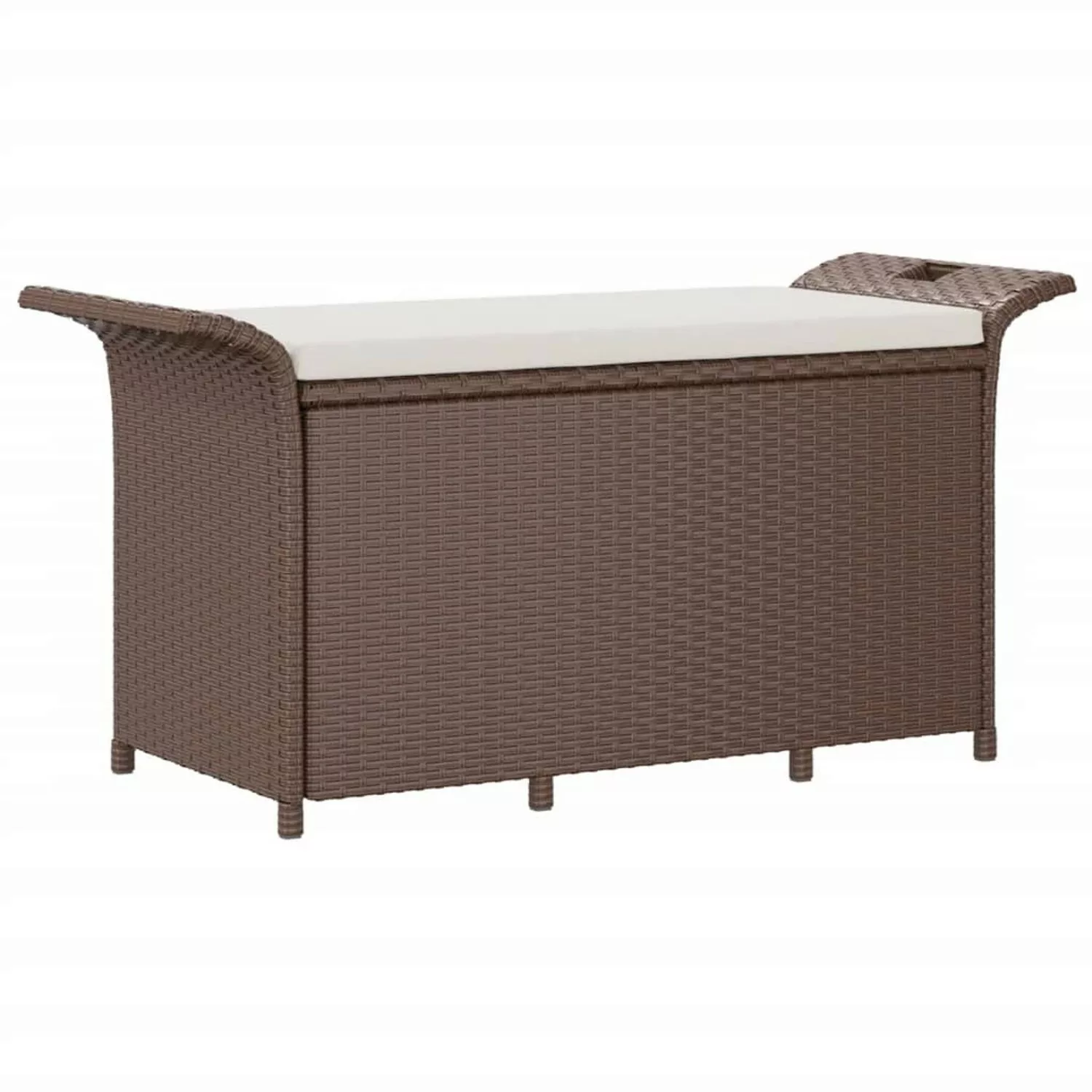 furnicato Gartenbank mit Kissen Braun 116x46x57 cm Poly Rattan günstig online kaufen