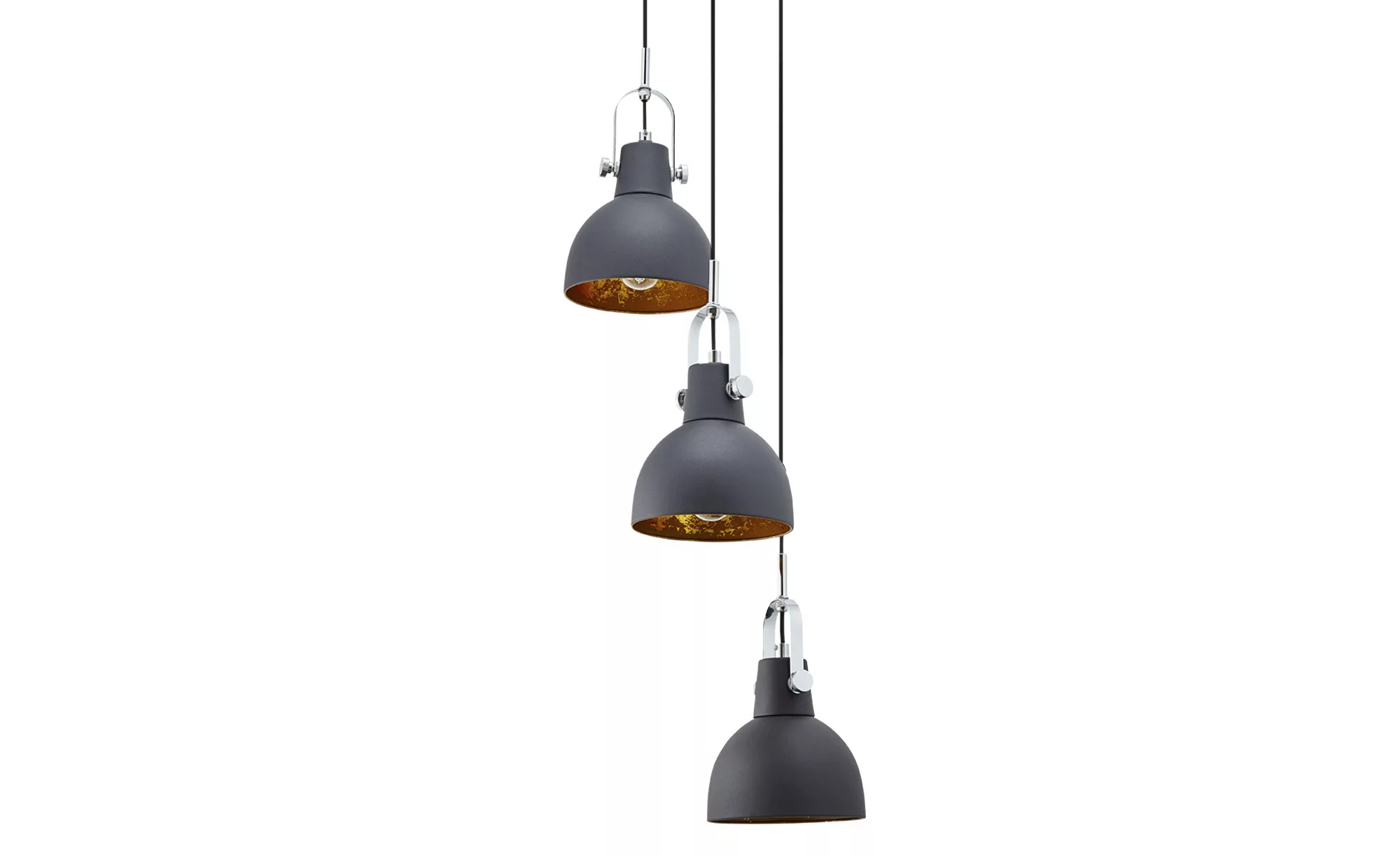 HOME STORY Retro-Pendelleuchte, 3-flammig schwarz - schwarz - 154 cm - Lamp günstig online kaufen