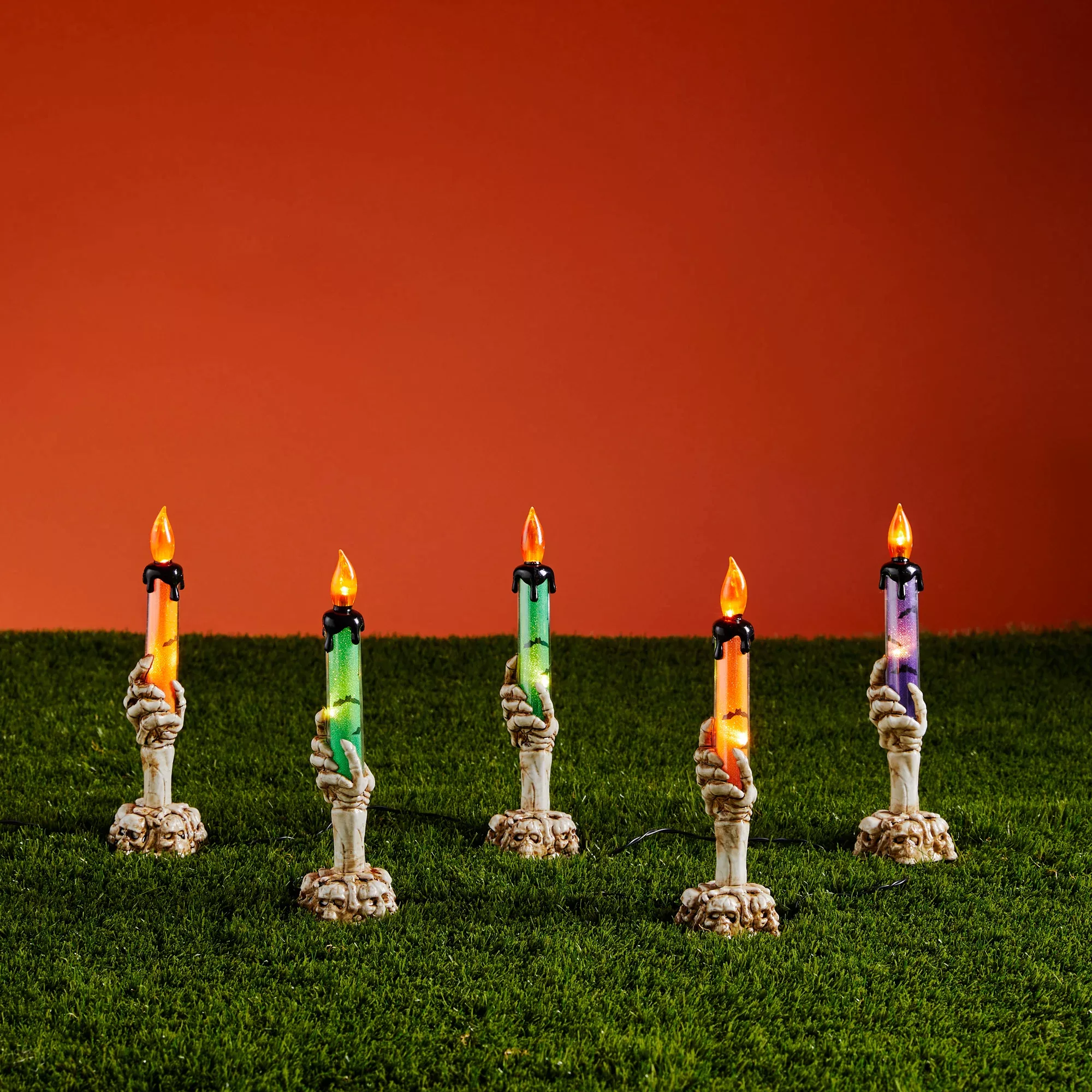 5er Set Halloween Gartendeko Stableuchten Skelette mit Kerzen günstig online kaufen