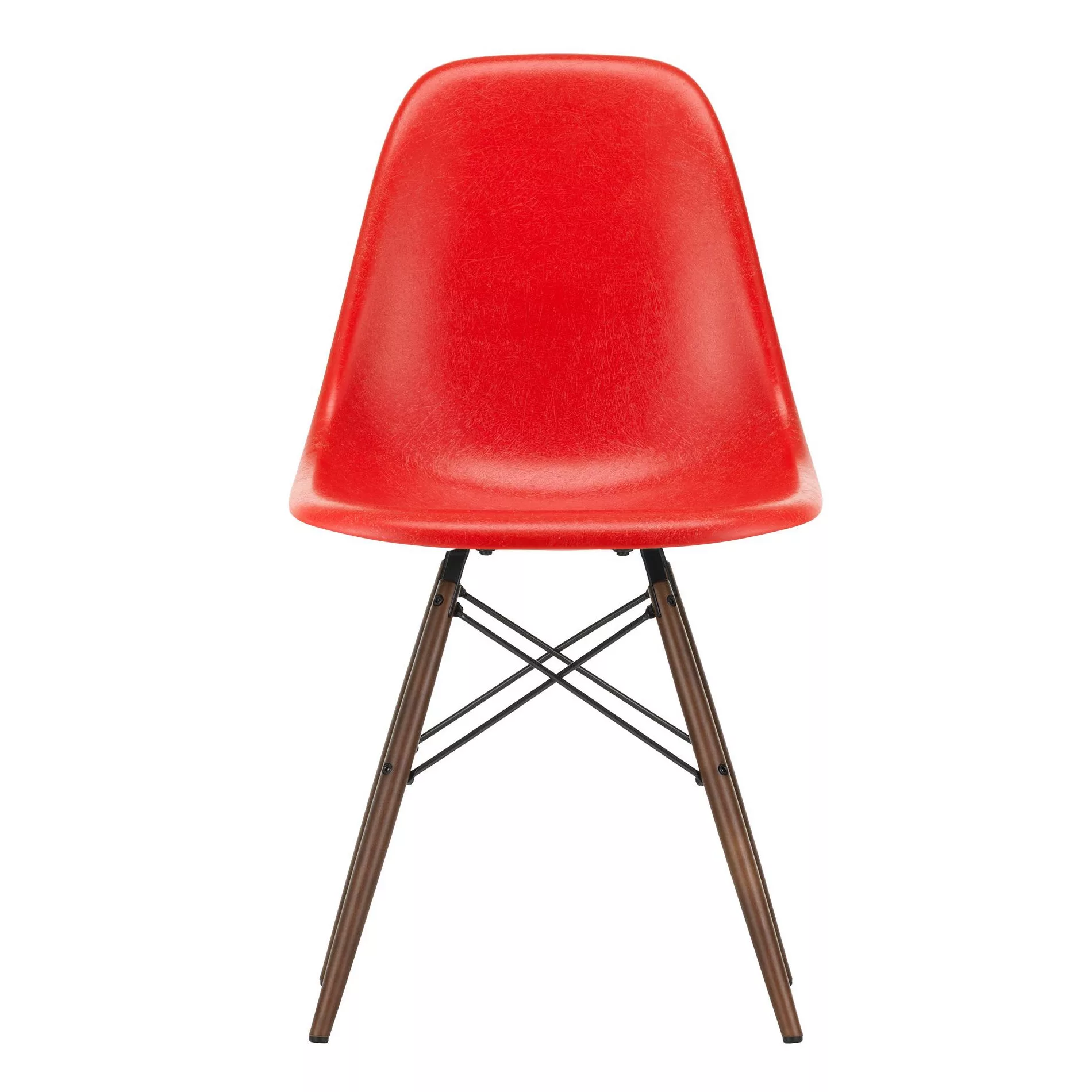 Vitra - Eames Fiberglass Side Chair DSW Ahorn dunkel - klassisches rot/Sitz günstig online kaufen