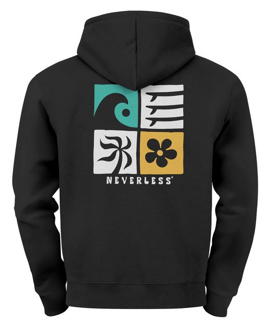 Neverless Hoodie Hoodie Backprint Herren Surfer Style Rückenaufdruck Icons günstig online kaufen