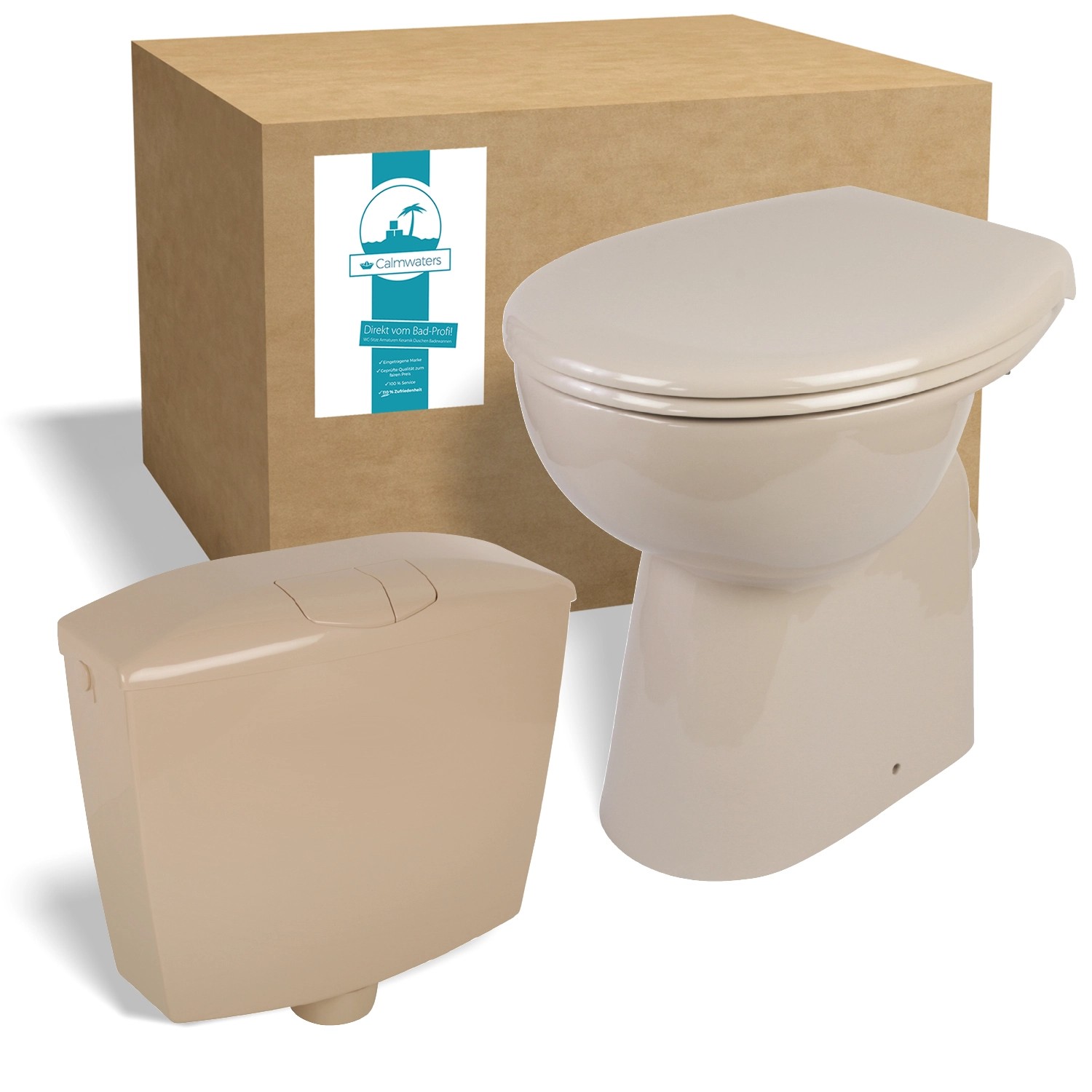 Calmwaters Stand-WC Elements Wellness 7cm Erhöht Spülrandlos Beige-Bahamabe günstig online kaufen