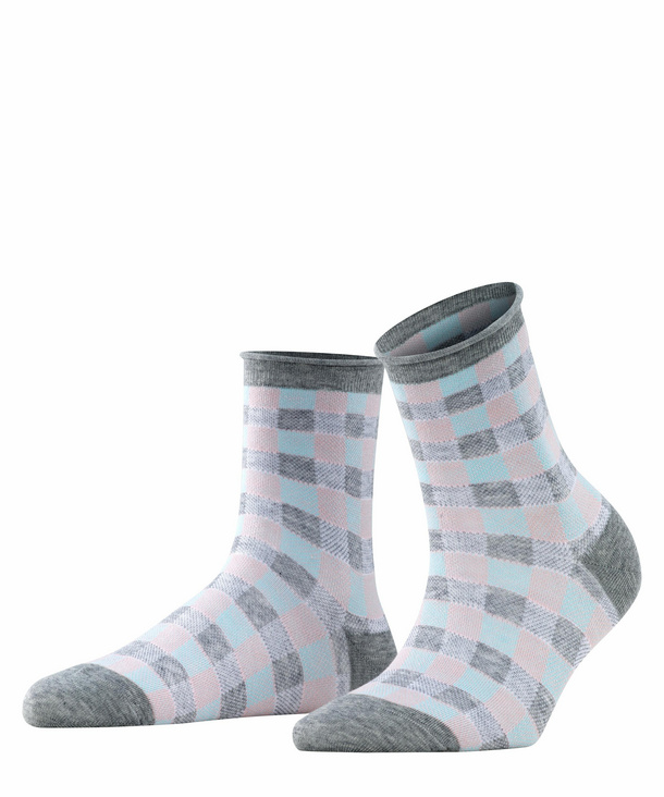 Burlington Sporty Vichy Damen Socken, 36-41, Grau, AnderesMuster, Baumwolle günstig online kaufen