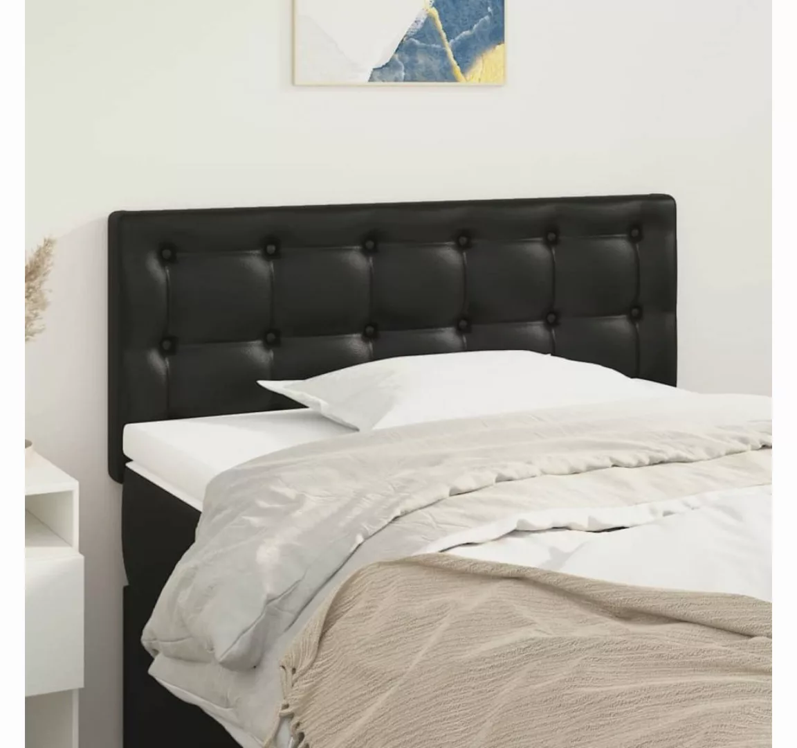 vidaXL Bett, Kopfteil Schwarz 100x5x78/88 cm Kunstleder günstig online kaufen