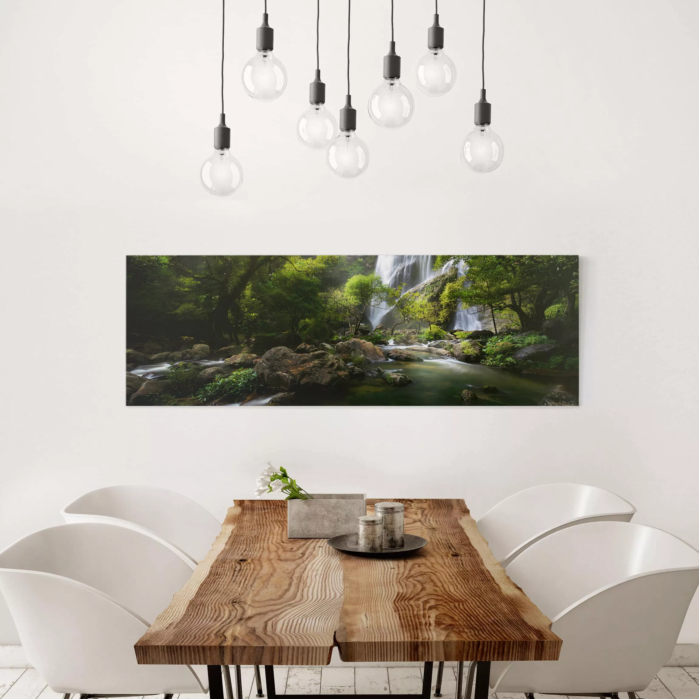 Leinwandbild Wald - Panorama Gebirgsbach günstig online kaufen