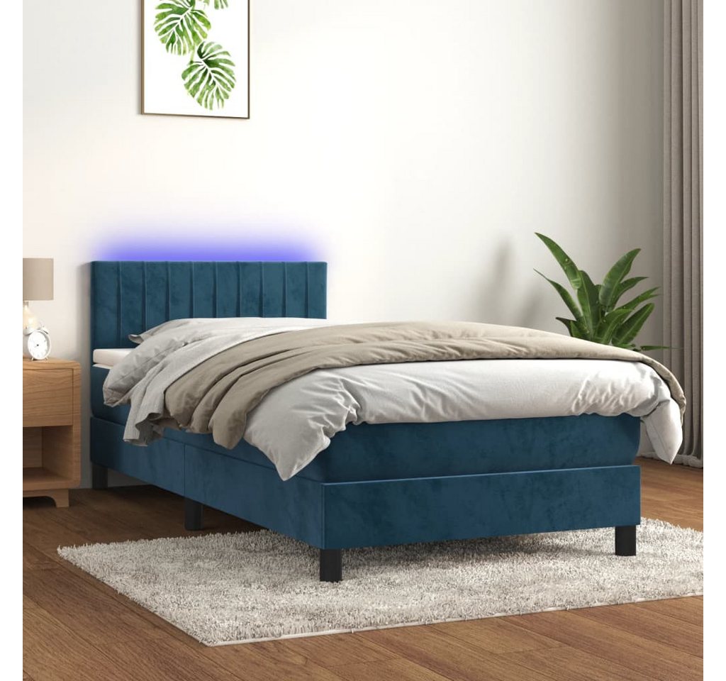 vidaXL Boxspringbett Boxspringbett mit Matratze LED Dunkelblau 100x200 cm S günstig online kaufen